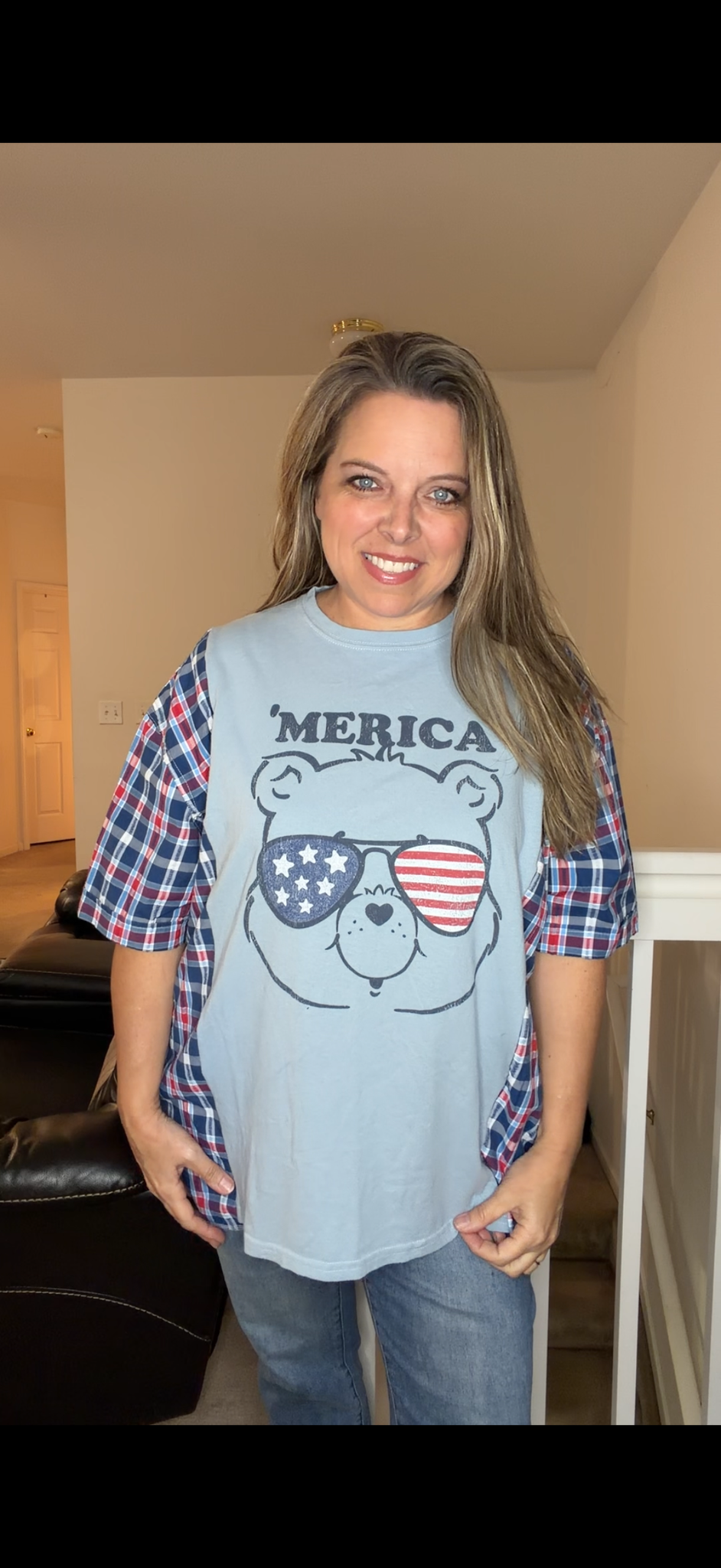Upcycled Merica - women's 2X T-shirt with short sleeves