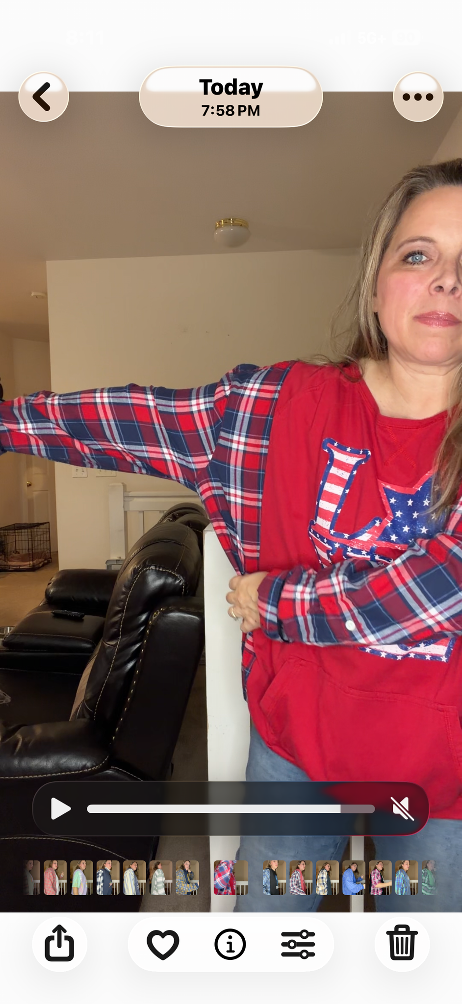 Upcycled LOVE USA - women's 1X T-shirt with thin flannel sleeves