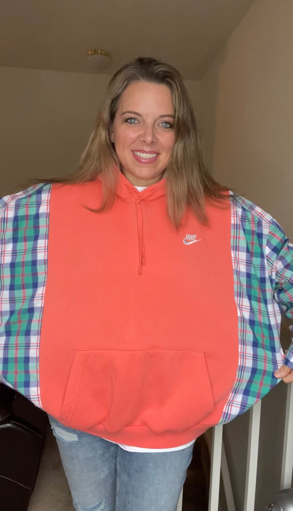 Coral Nike Upcycled Sweatshirt