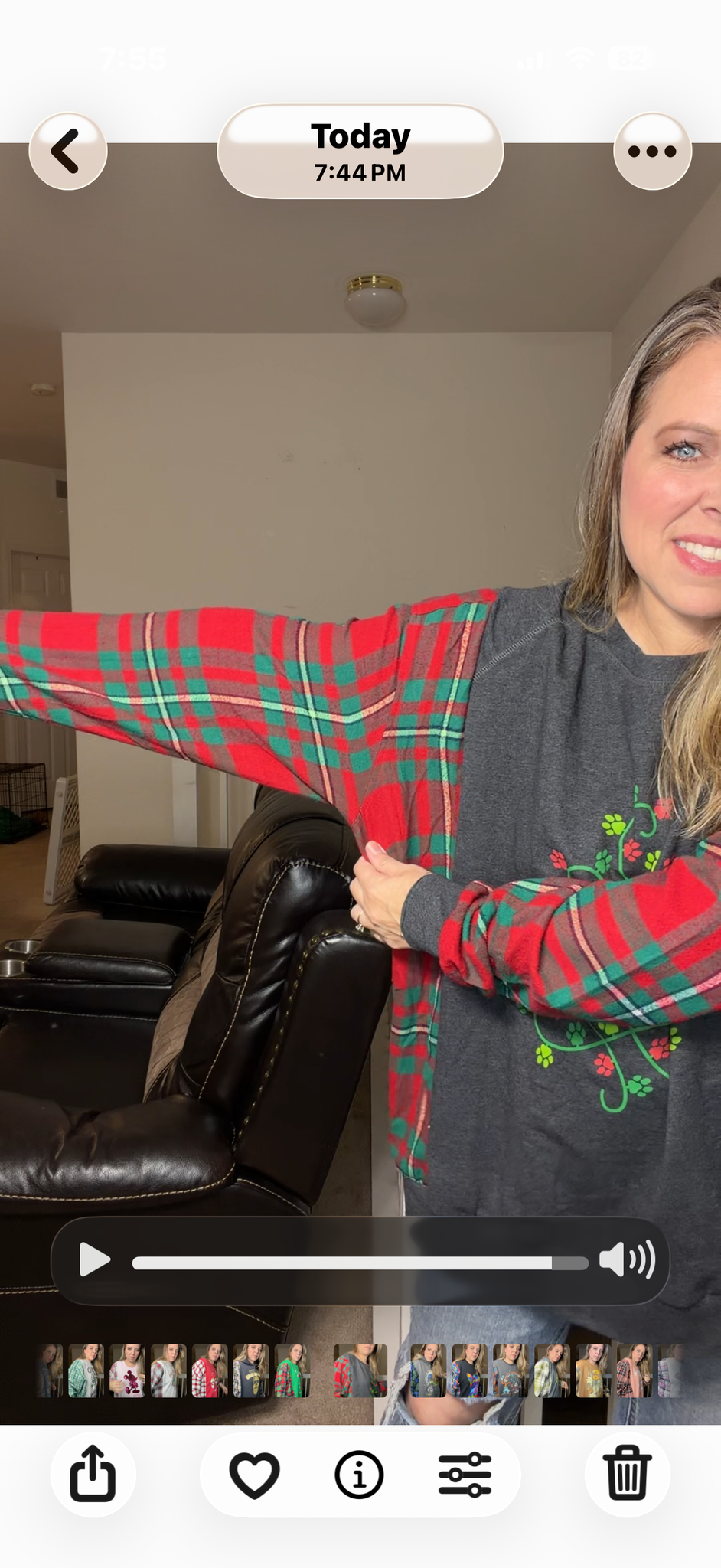Upcycled Paw Tree – women's 2X/3X midweight sweatshirt with flannel sleeves ￼