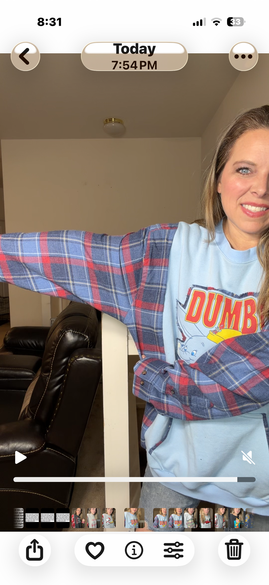 Upcycled Dumbo – women’s 4X/5X midweight sweatshirt with flannel sleeves