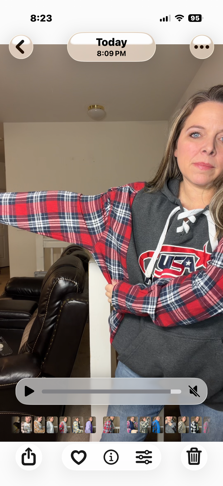 Upcycled USA Hockey - women's 2X midweight sweatshirt with flannel sleeves