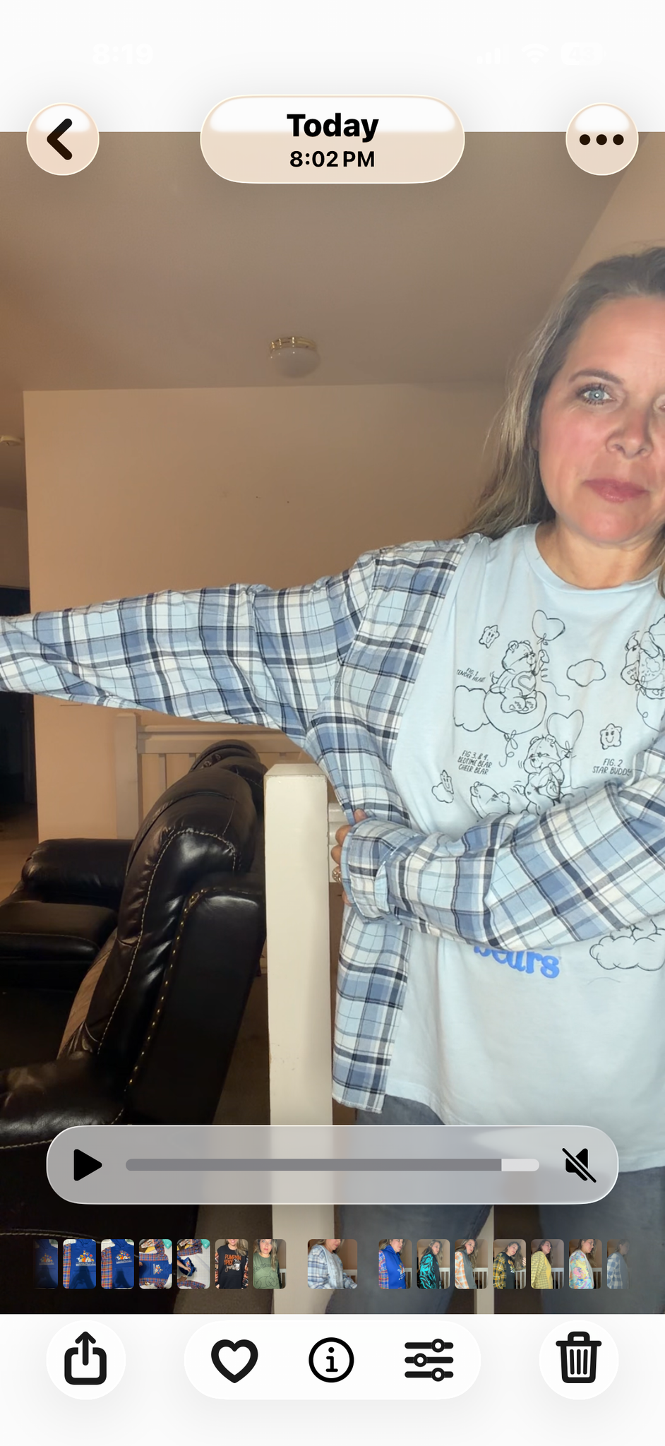 Upcycled Carebears - women's 2X T-shirt with flannel sleeves