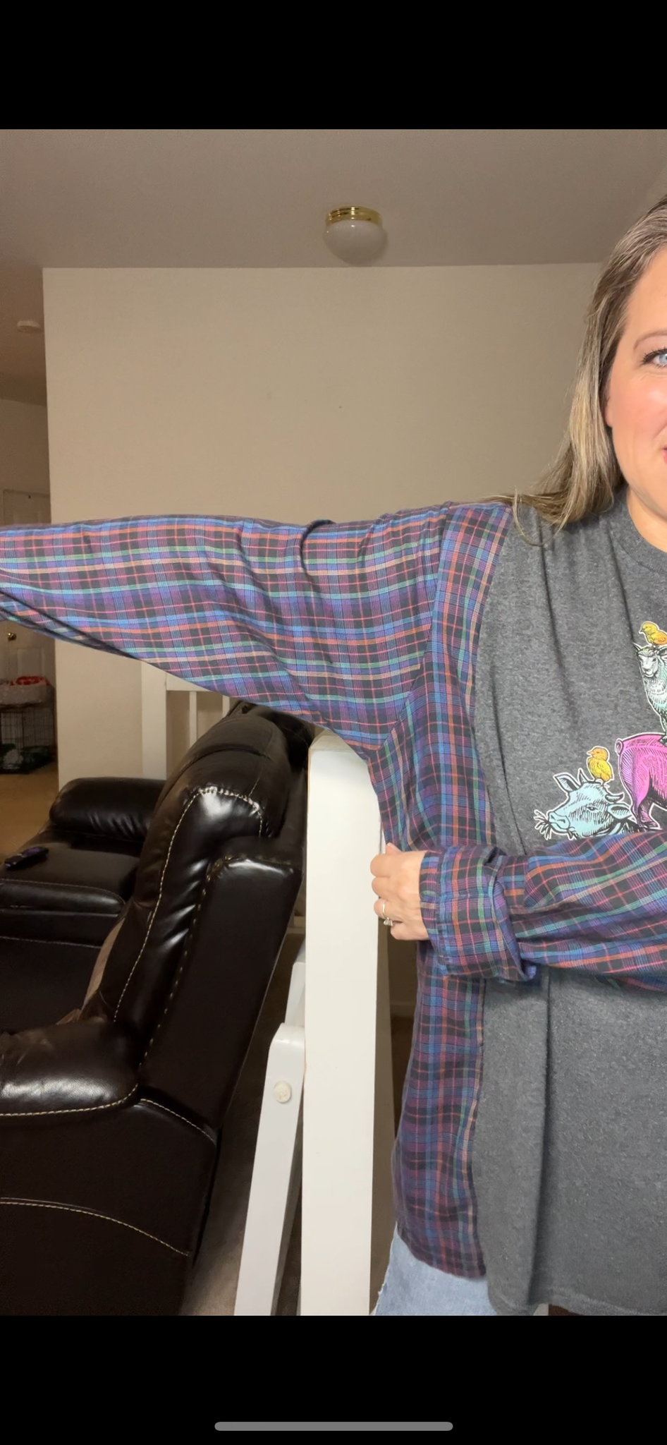 Upcycled Animals – women’s 3X long T-shirt with thin cotton sleeves