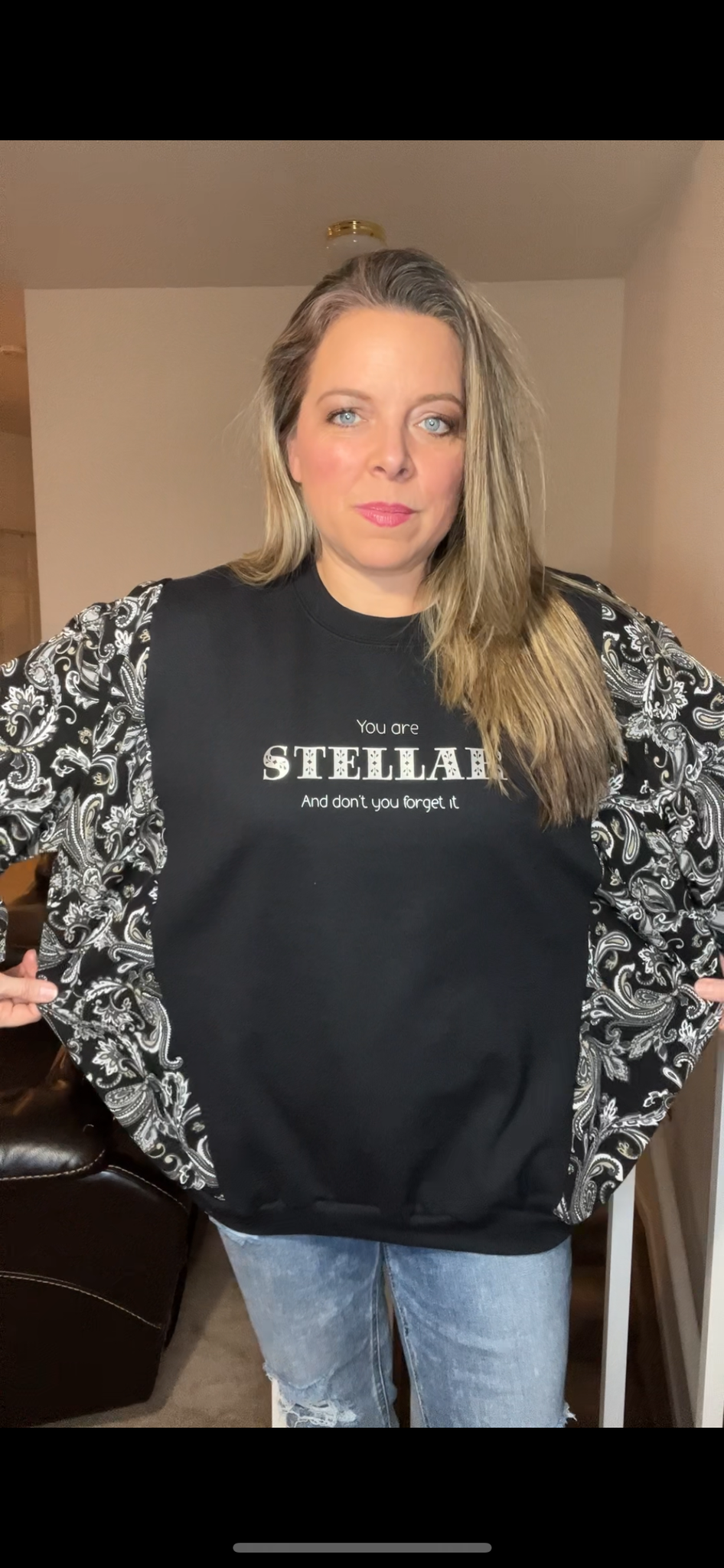 Upcycled Stellar – women’s 1X – midweight sweatshirt with silky jersey sleeves￼