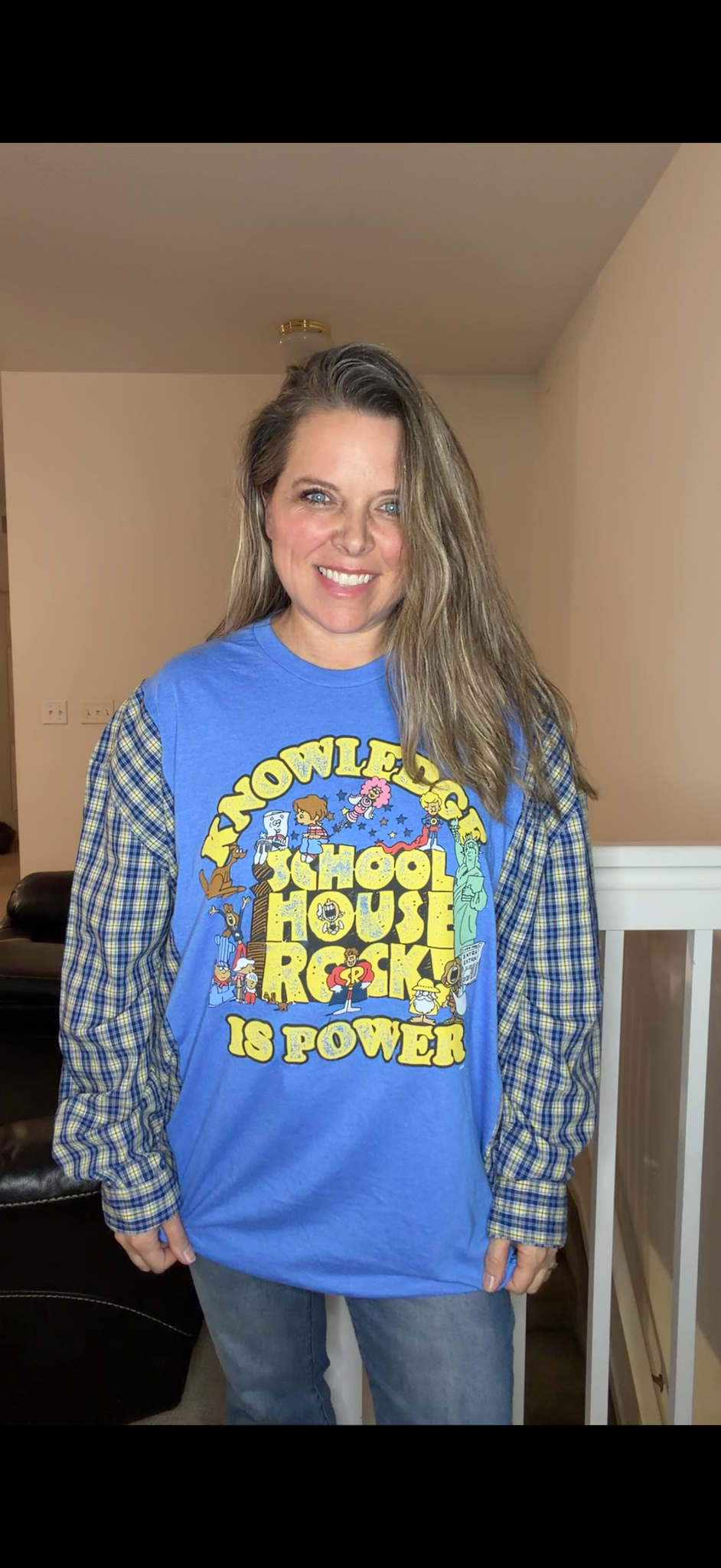 Upcycled Schoolhouse - women's 3X/4X T-shirt with cotton sleeves