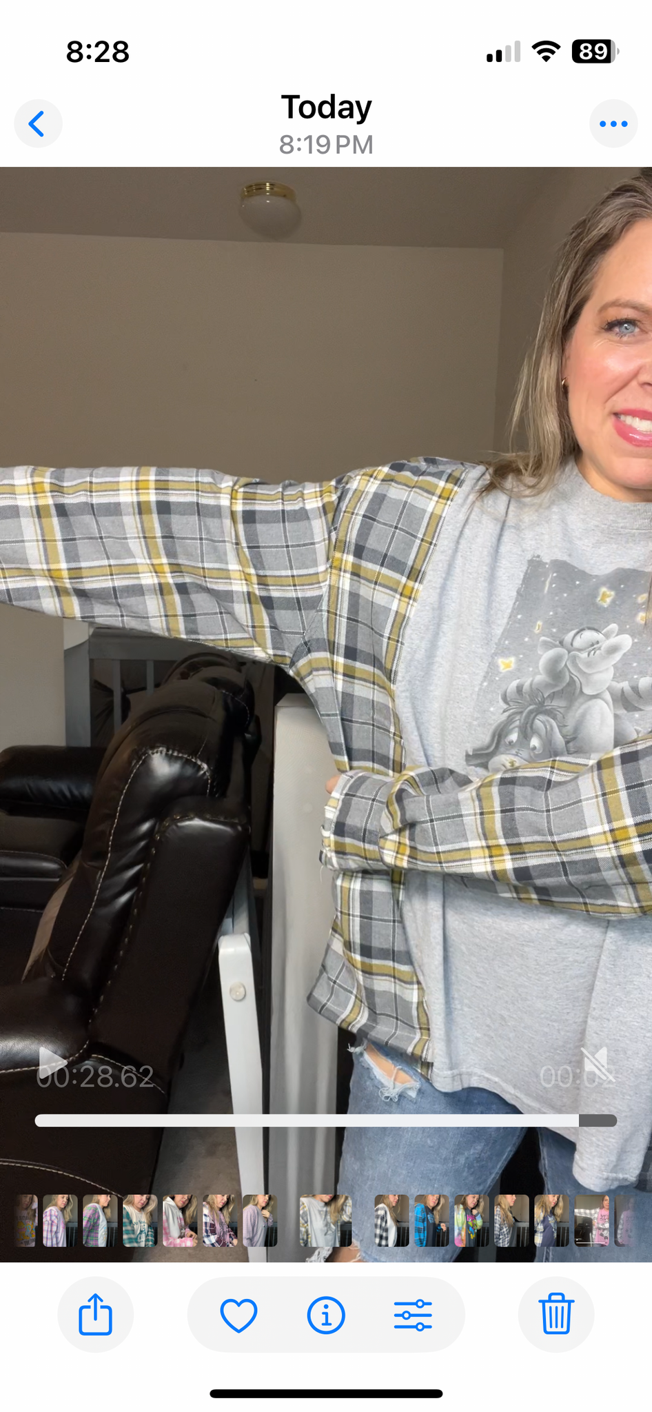 Upcycled Tigger and Eeyore – women's 2X T-shirt with flannel sleeves