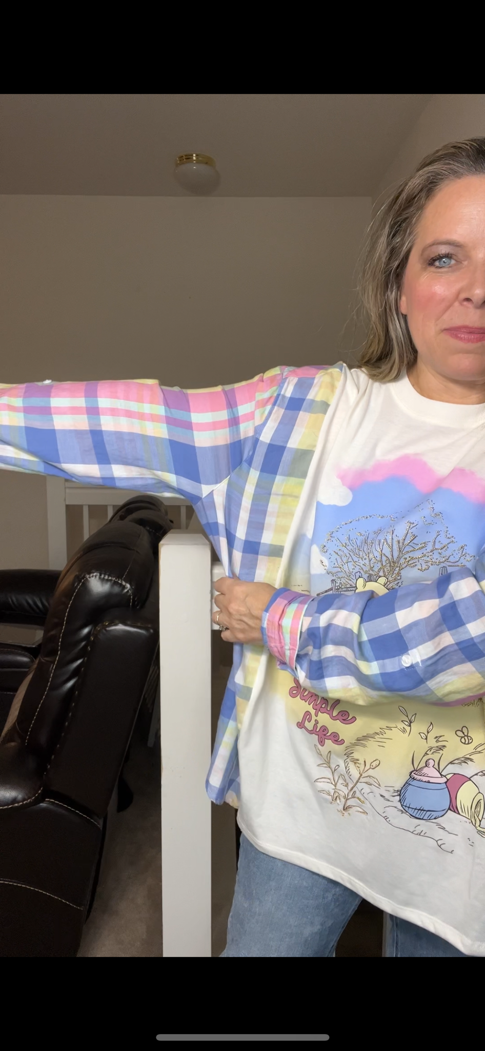 Upcycled Pooh simple – women’s 3X/4X T-shirt with cotton dress sleeves