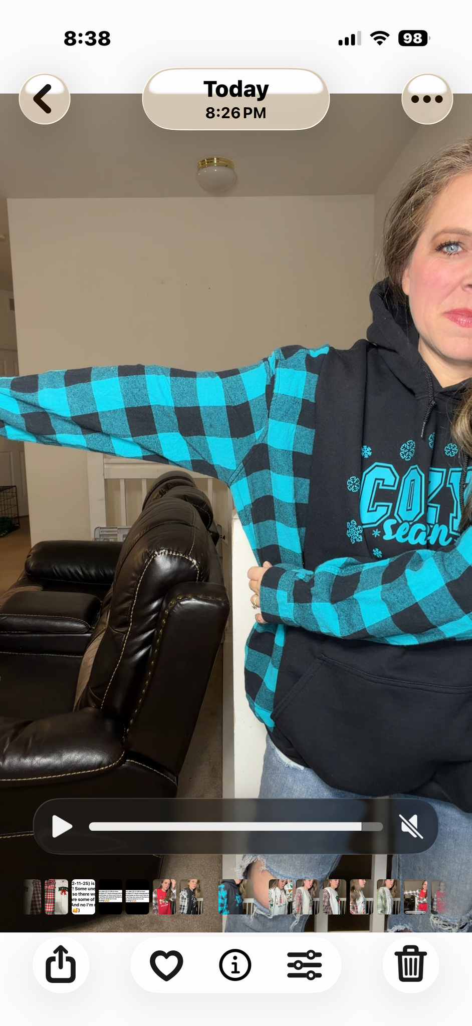 Upcycled Cozy – women's 2X (sleeves more narrow) midweight sweatshirt with flannel sleeves ￼