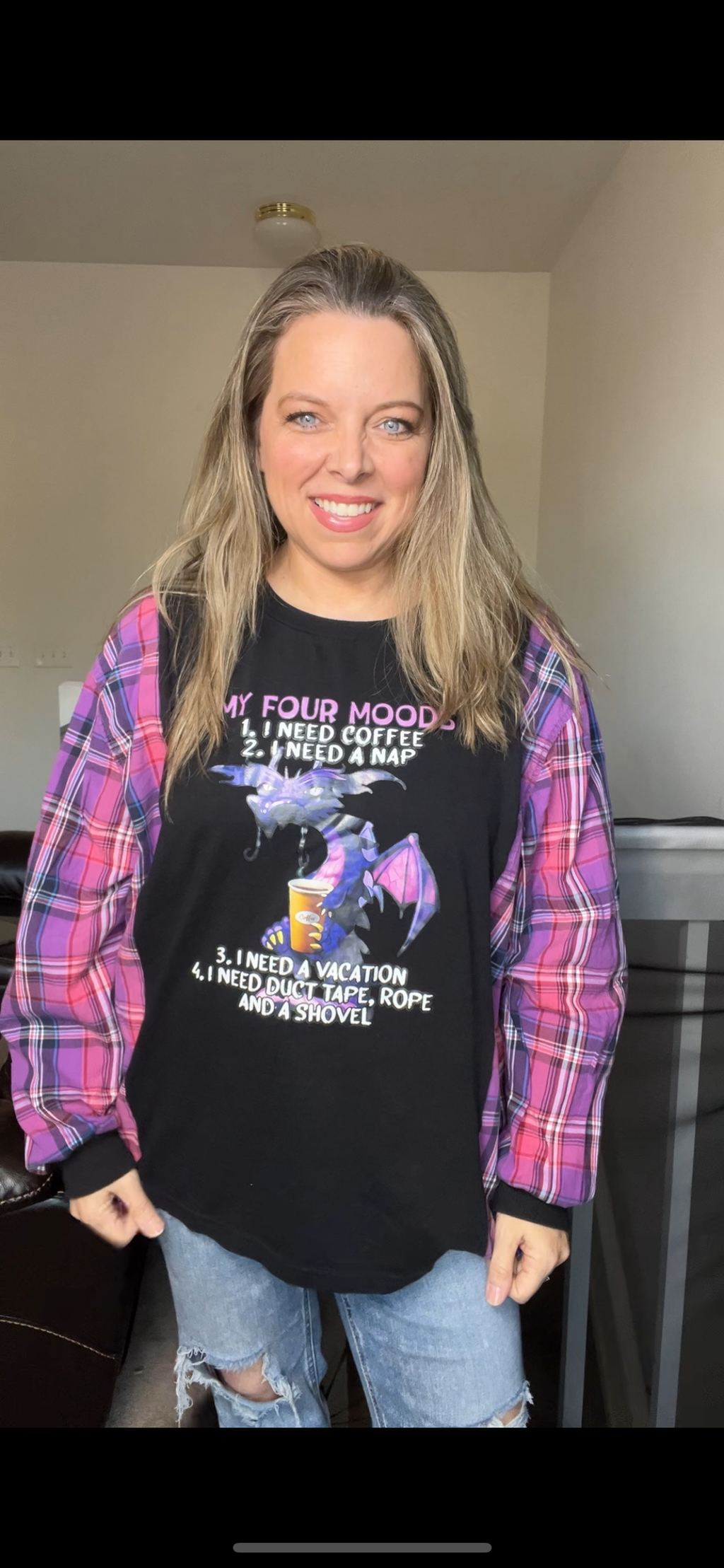 Upcycled Dragon – women’s 1X/2X T-shirt with cotton sleeves