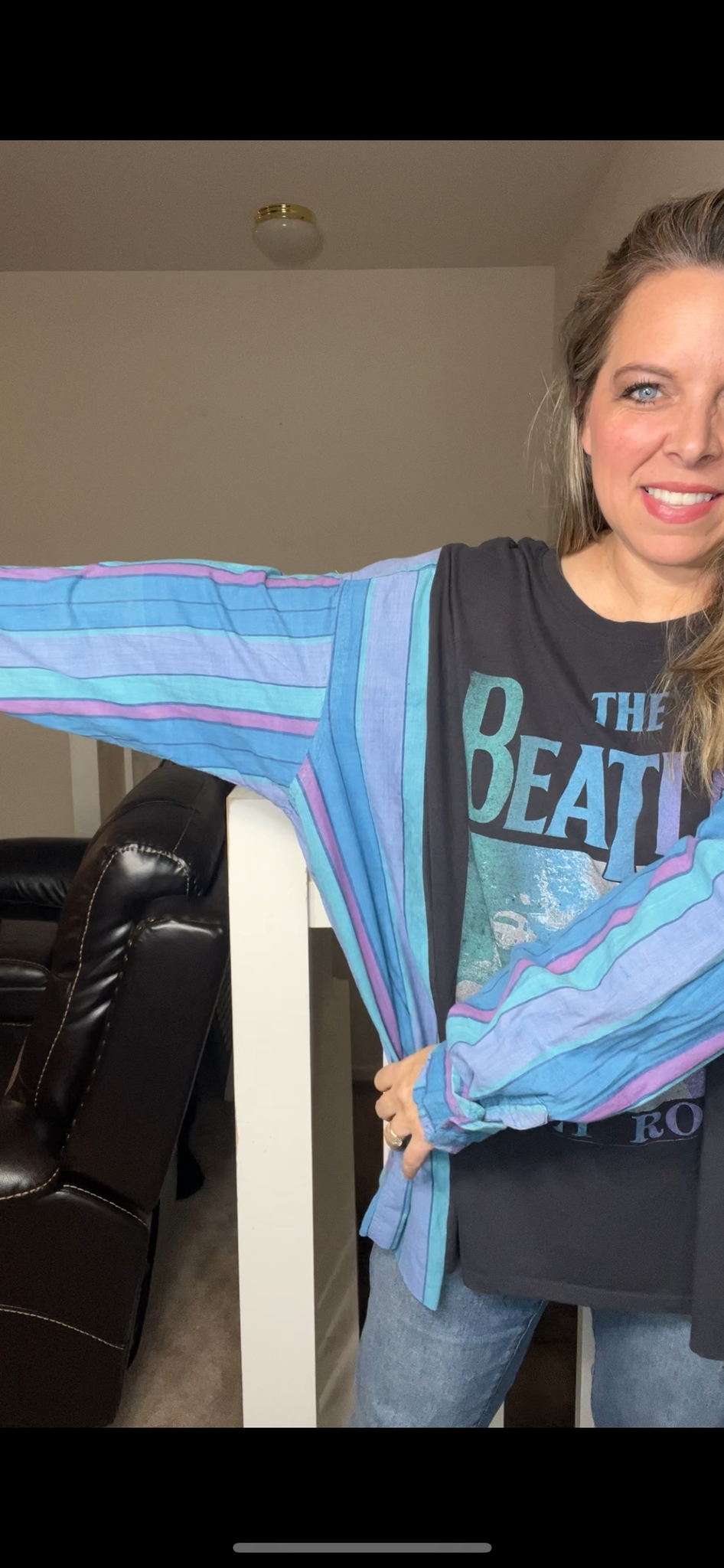 Upcycled Beatles – women’s 3X/4X T-shirt with thin flannel sleeves