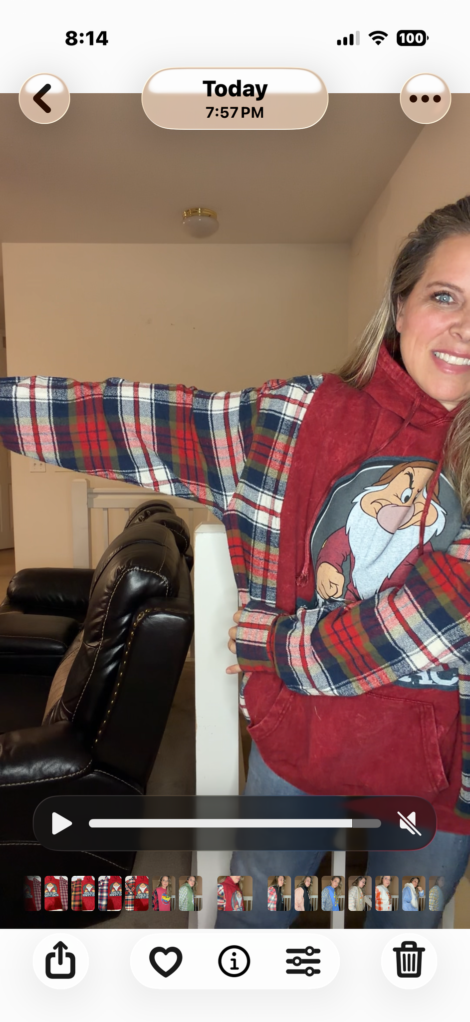 Upcycled Grumpy - women's 3X midweight sweatshirt with thick flannel sleeves