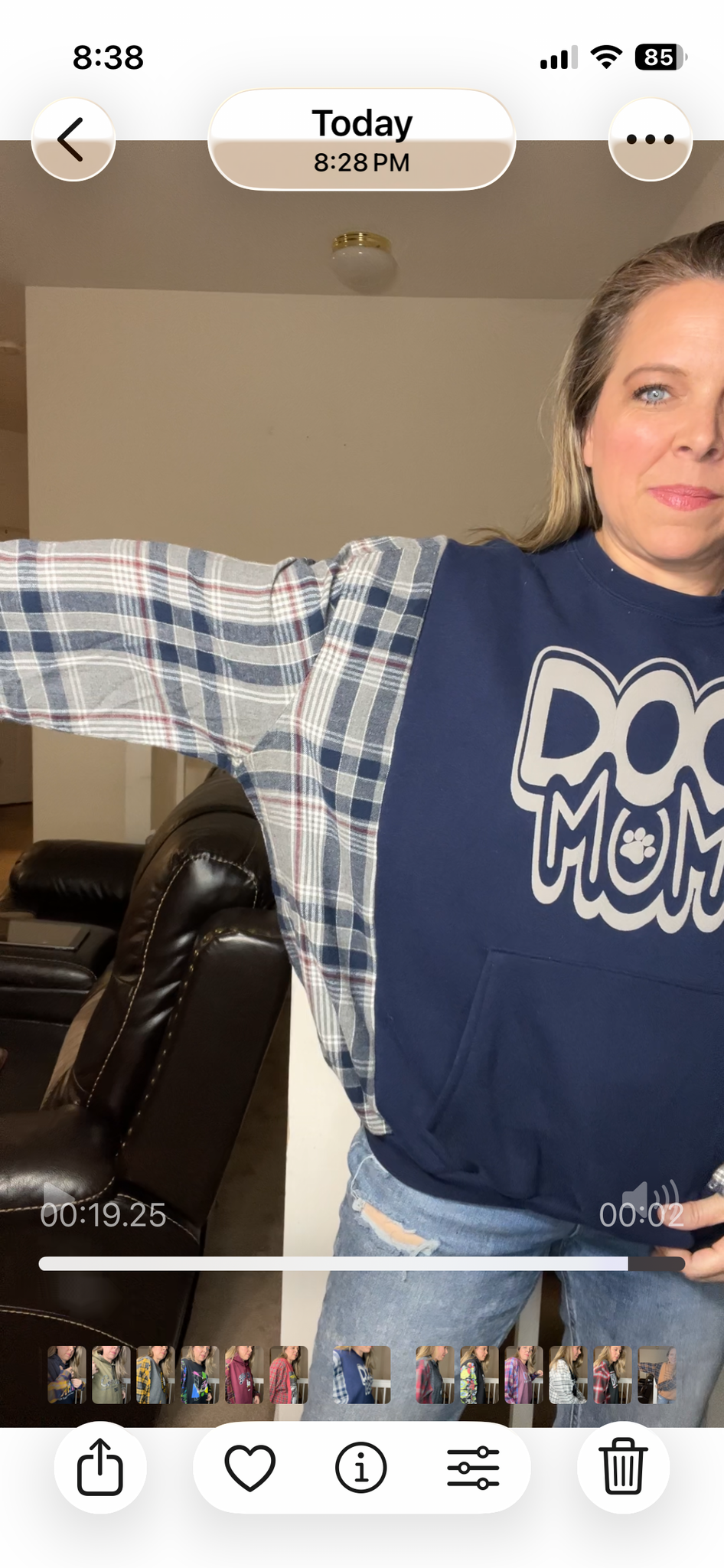 Upcycled Dog mom – women’s 1X midweight sweatshirt with flannel sleeves