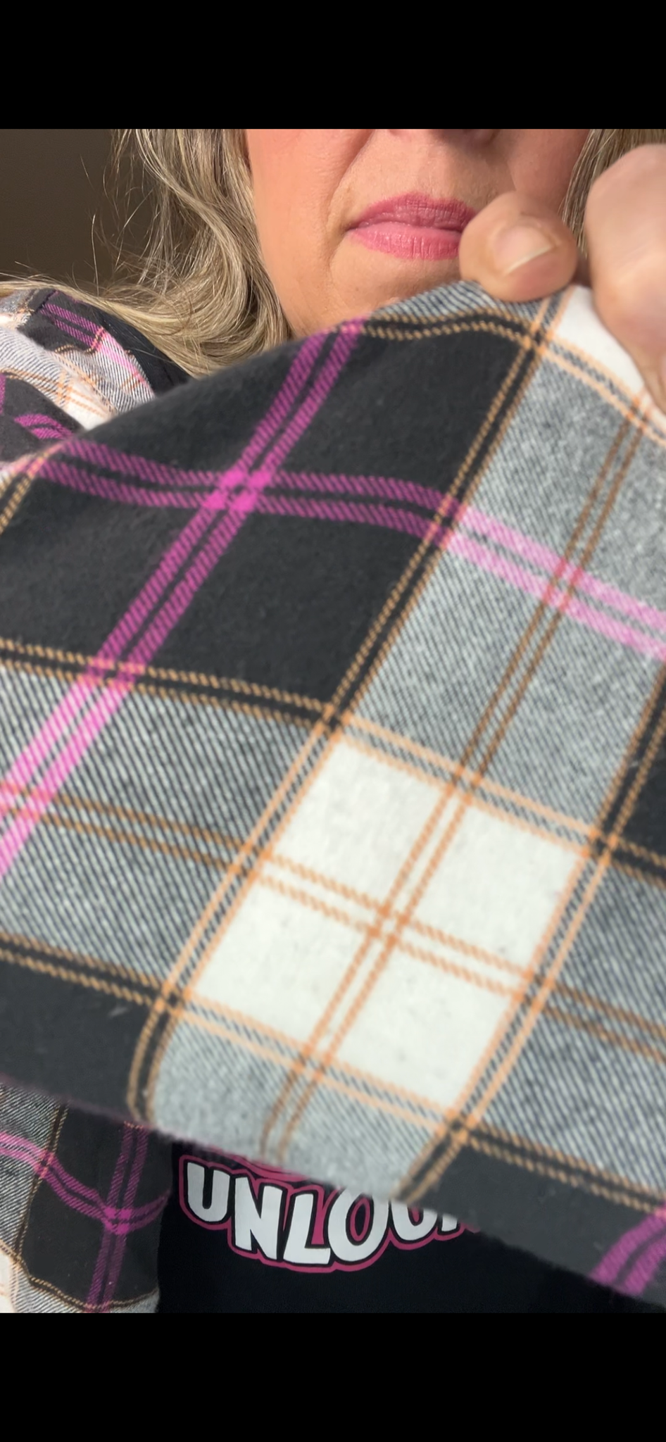 Upcycled Ms Pac-Man – women’s 3X T-shirt with flannel sleeves￼