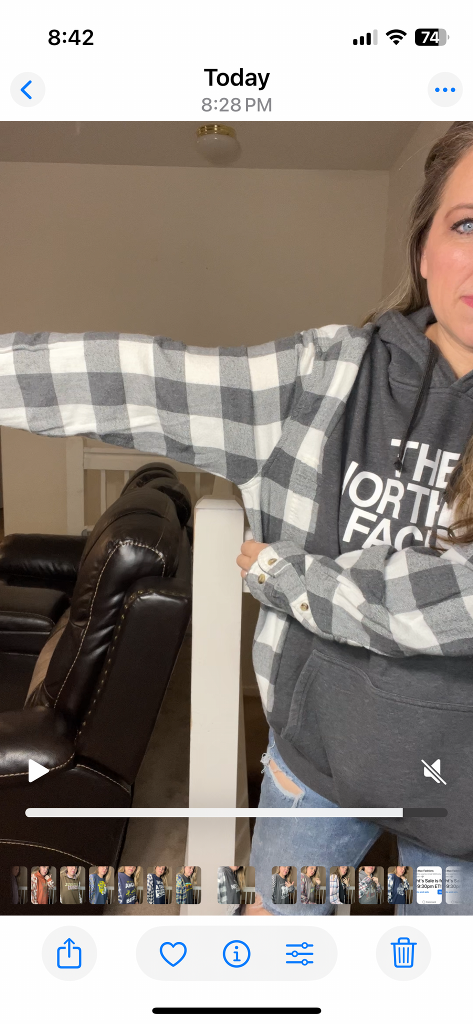 Upcycled Northface – women’s 1X/2X midweight sweatshirt with flannel sleeves