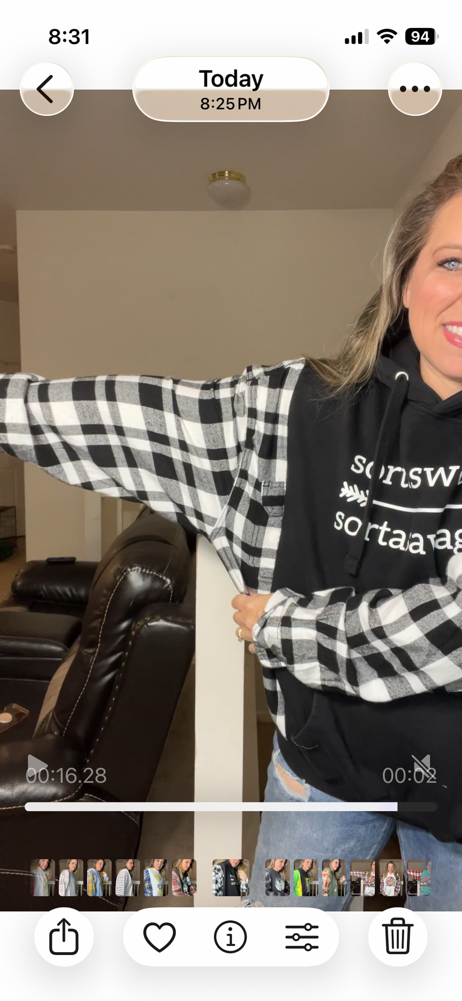 Upcycled Savage – women’s 1X/2X midweight sweatshirt with flannel sleeves