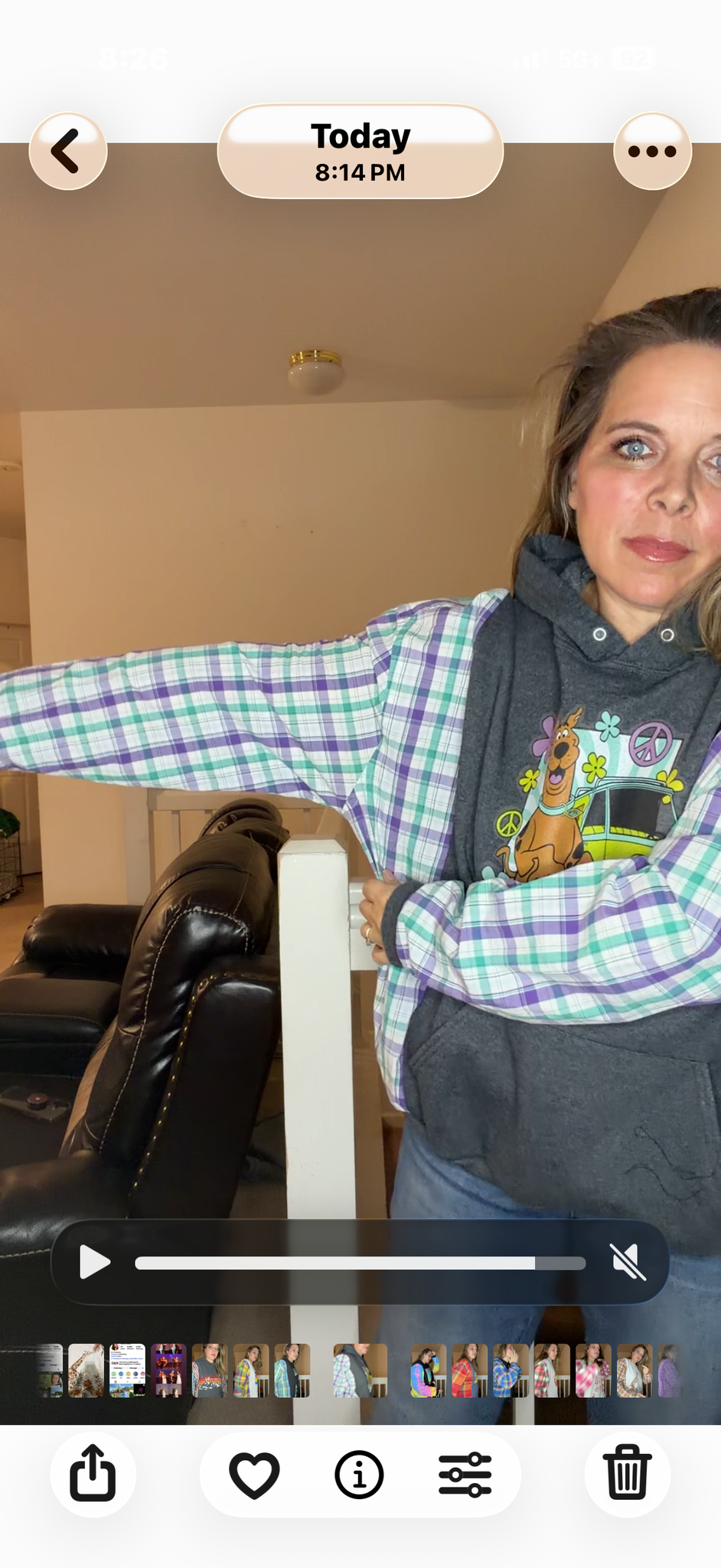 Upcycled Scooby - women's large midweight sweatshirt with cotton sleeves