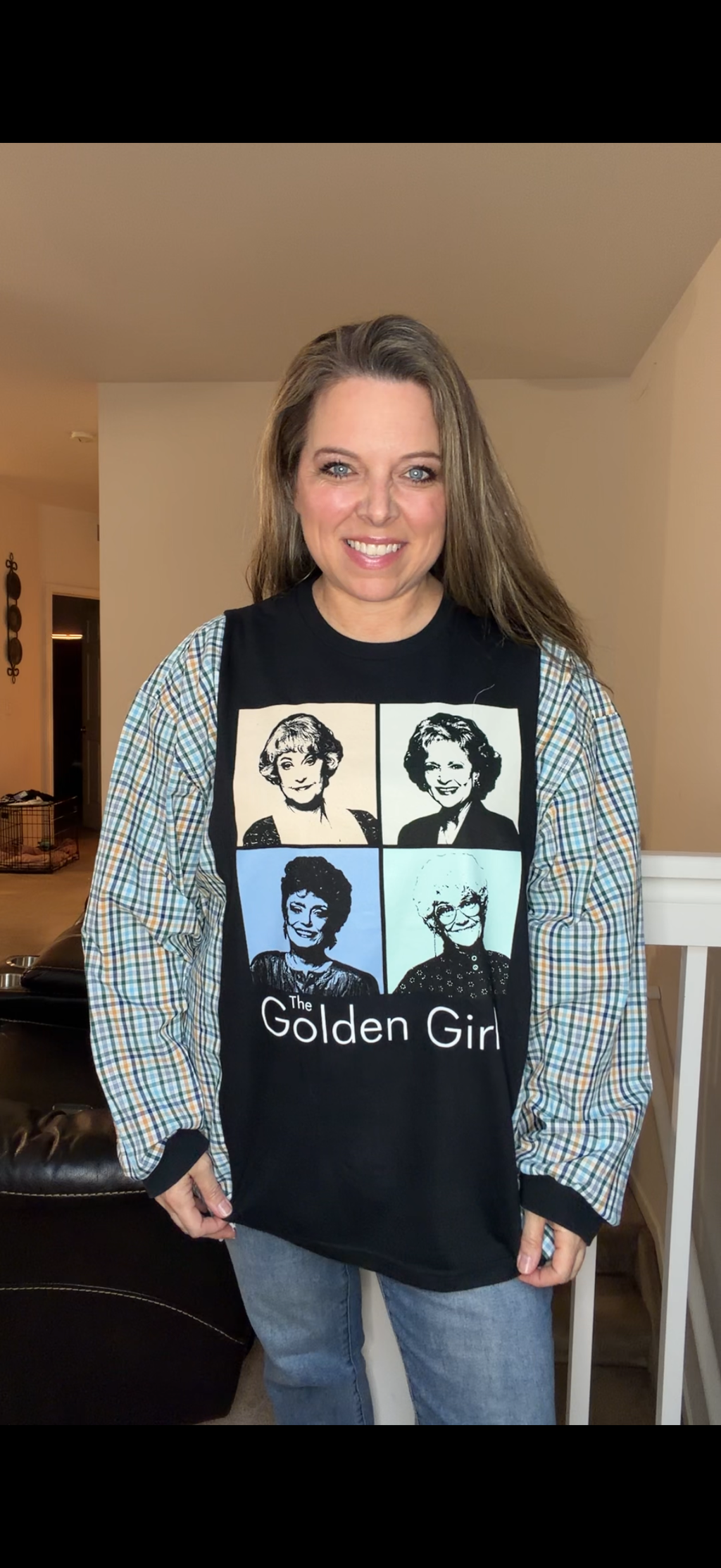 Upcycled Golden Girls - women's 1X T-shirt with cotton sleeves