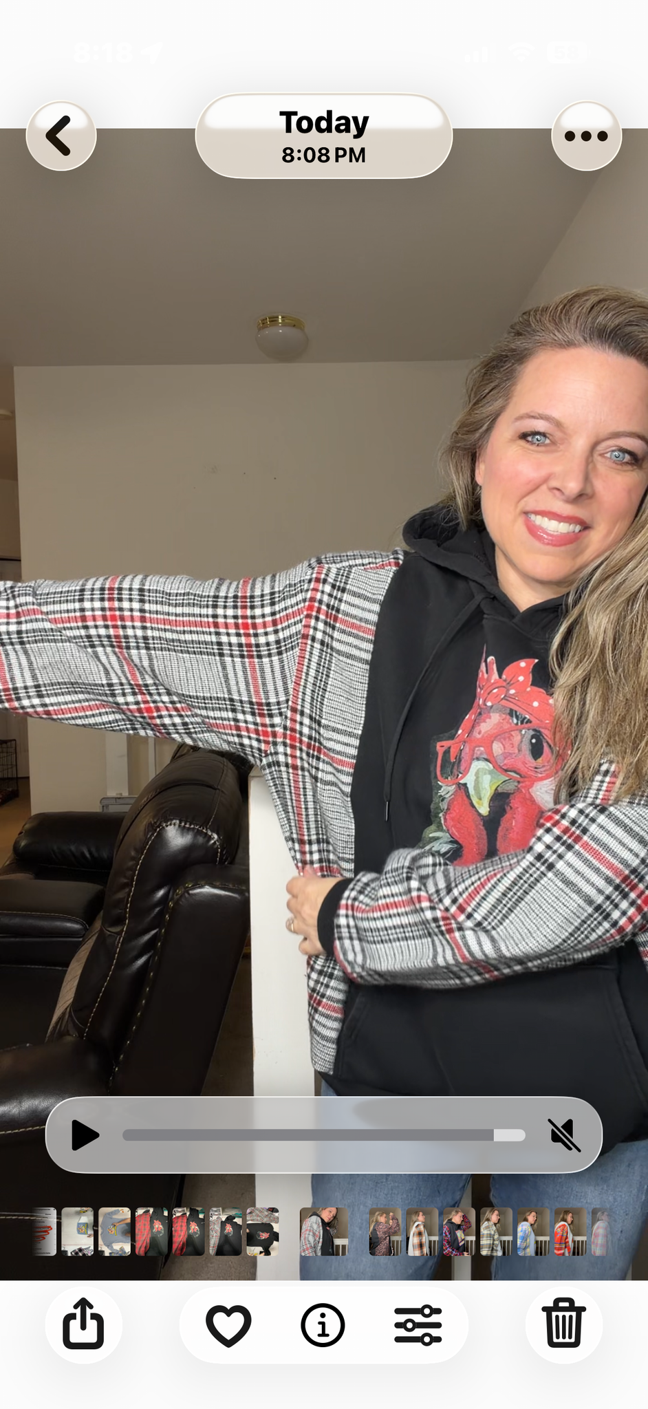 Upcycled Hen - women's 1X midweight sweatshirt with flannel sleeves