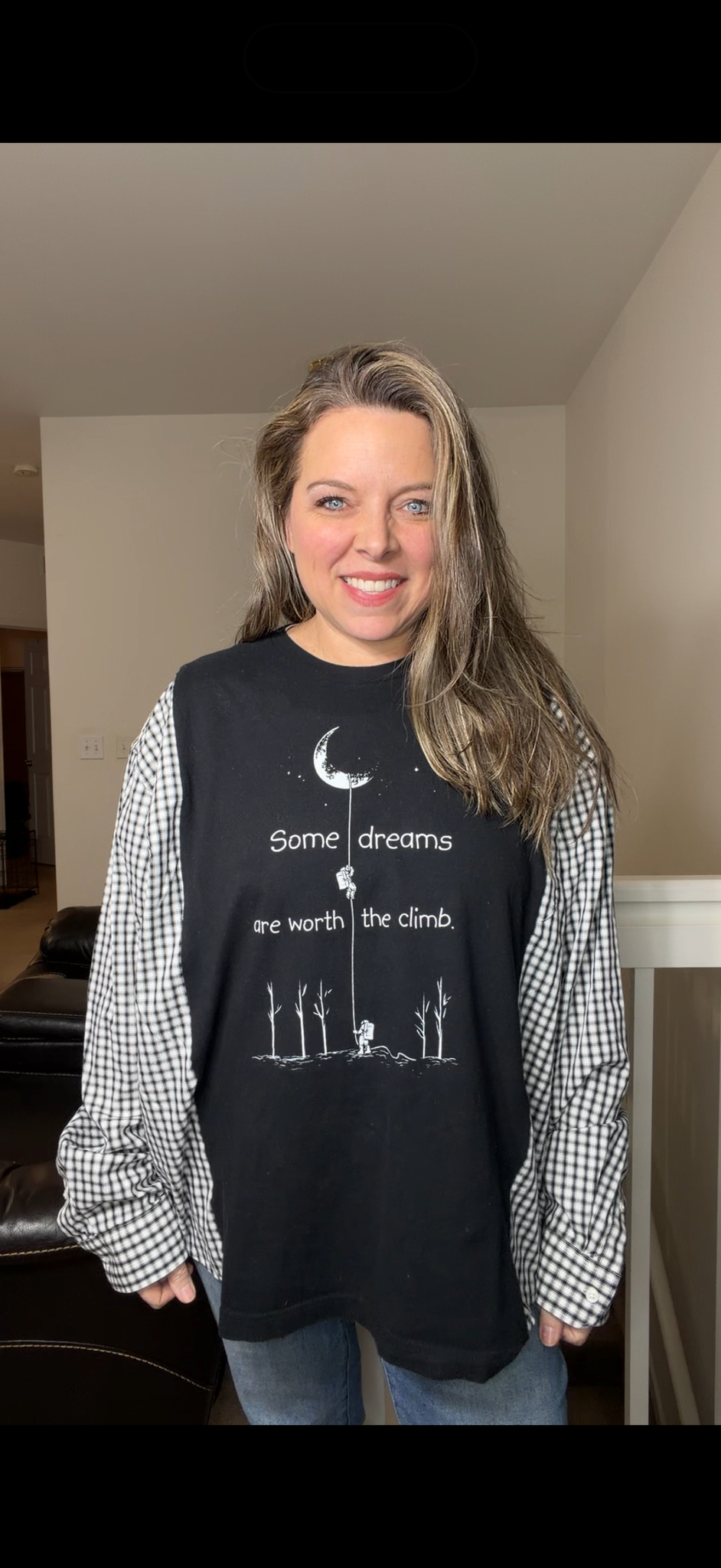 Upcycled Moon - women's 1X T-shirt with cotton sleeves