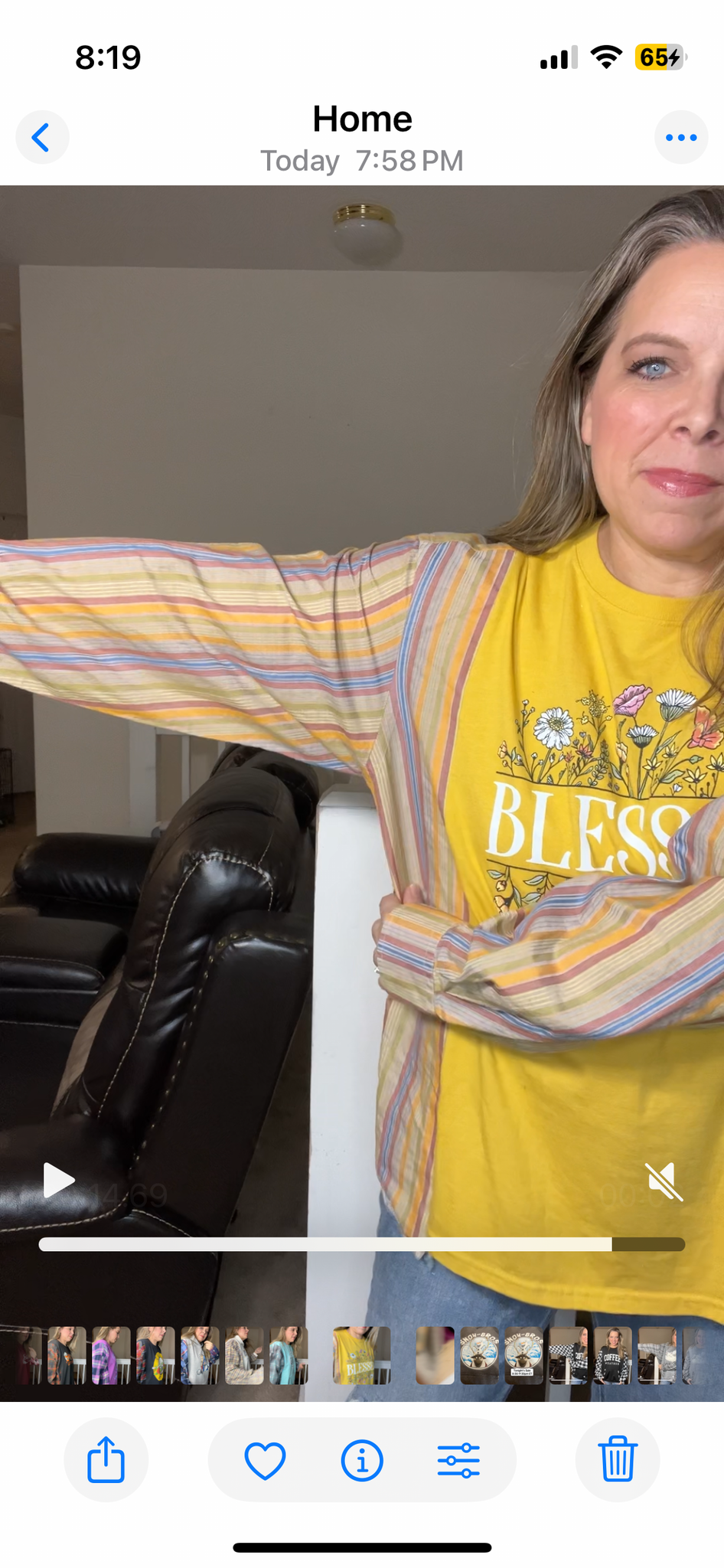 Upcycled Blessed – women’s medium/large T-shirt with cotton sleeves