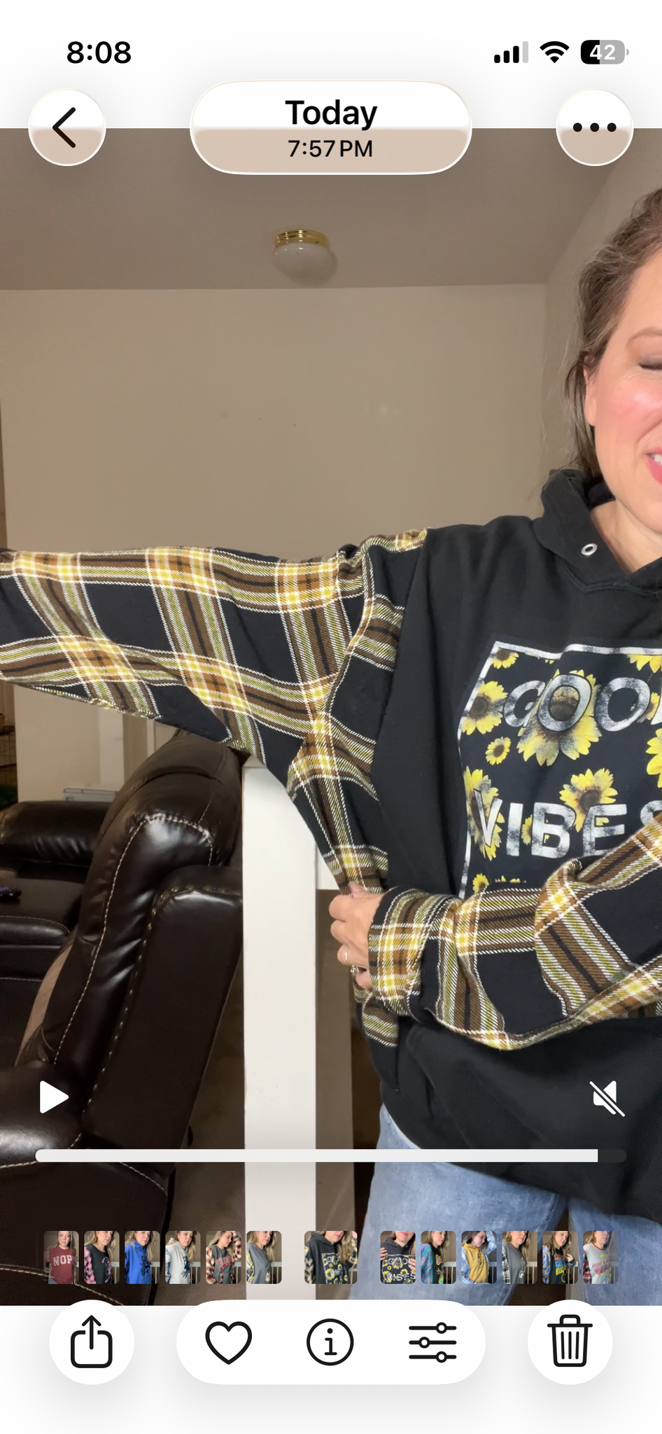 Upcycled Good vibes – women’s 3X midweight sweatshirt with flannel sleeves