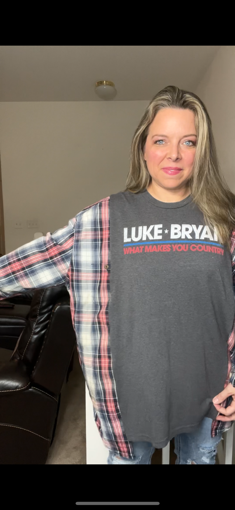 Upcycled Luke Bryan – women’s 3X T-shirt with cotton sleeves￼