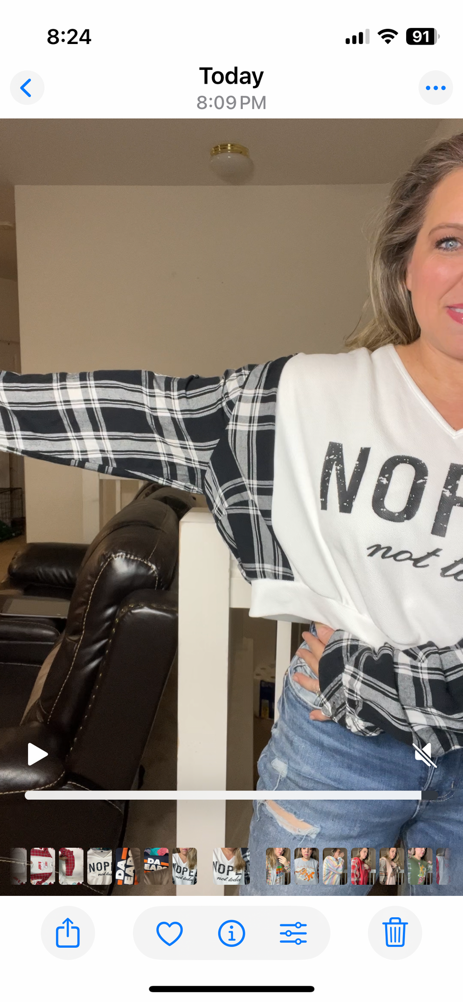 Upcycled Nope – women’s small crop shirt with flannel sleeves