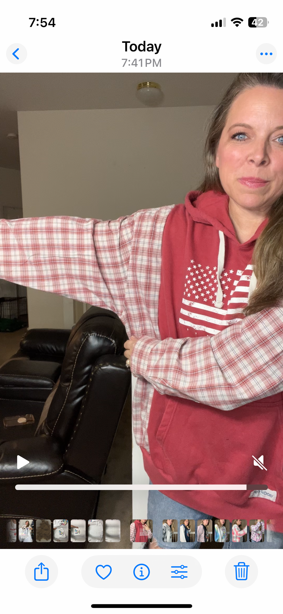 Upcycled Red flag – women’s 3X midweight sweatshirt with flannel sleeves