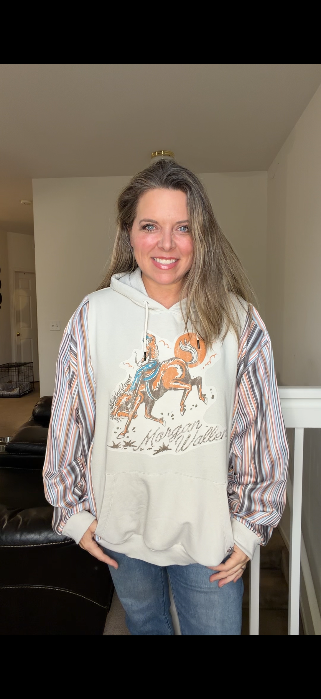Upcycled Wallen - women's 1X/2X midweight Sweatshirt with cotton sleeves