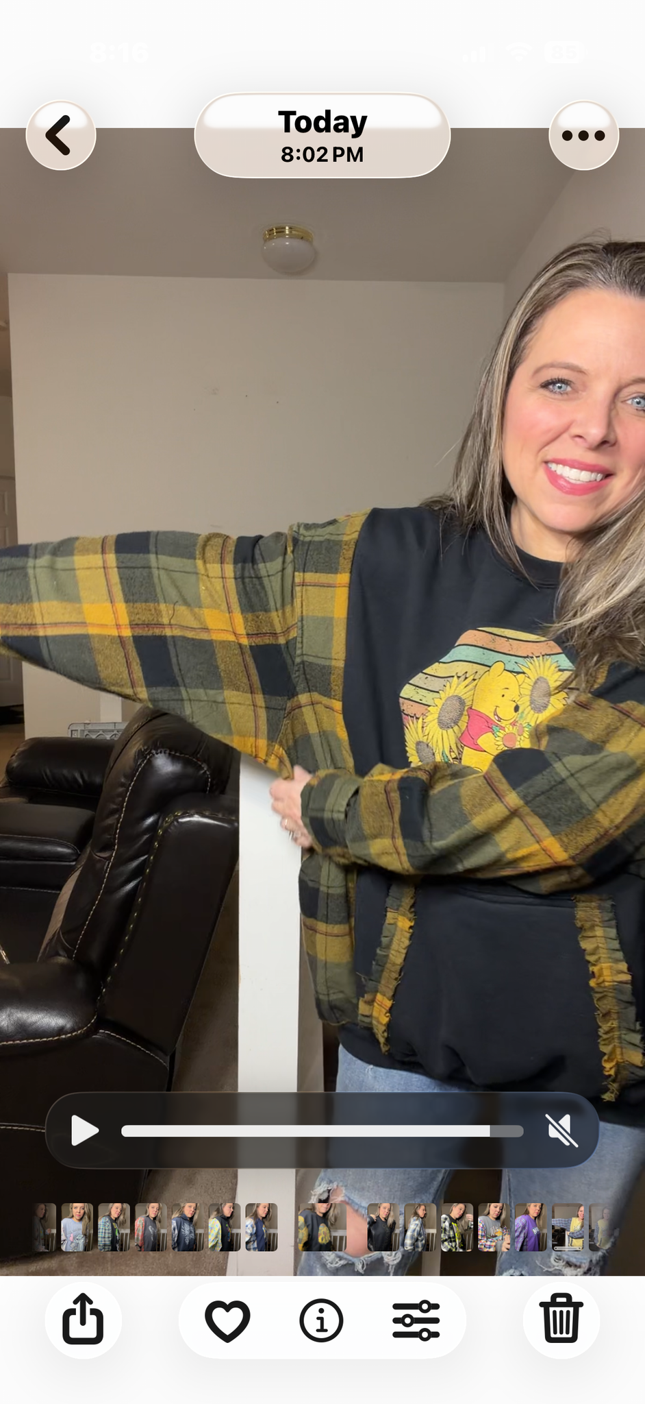 Upcycled Pooh Sunflowers – women's 3X/4X midweight sweatshirt with flannel sleeves