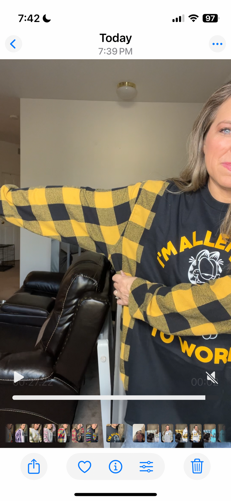 Upcycled Garfield – women’s 2X/3X T-shirt with flannel sleeves