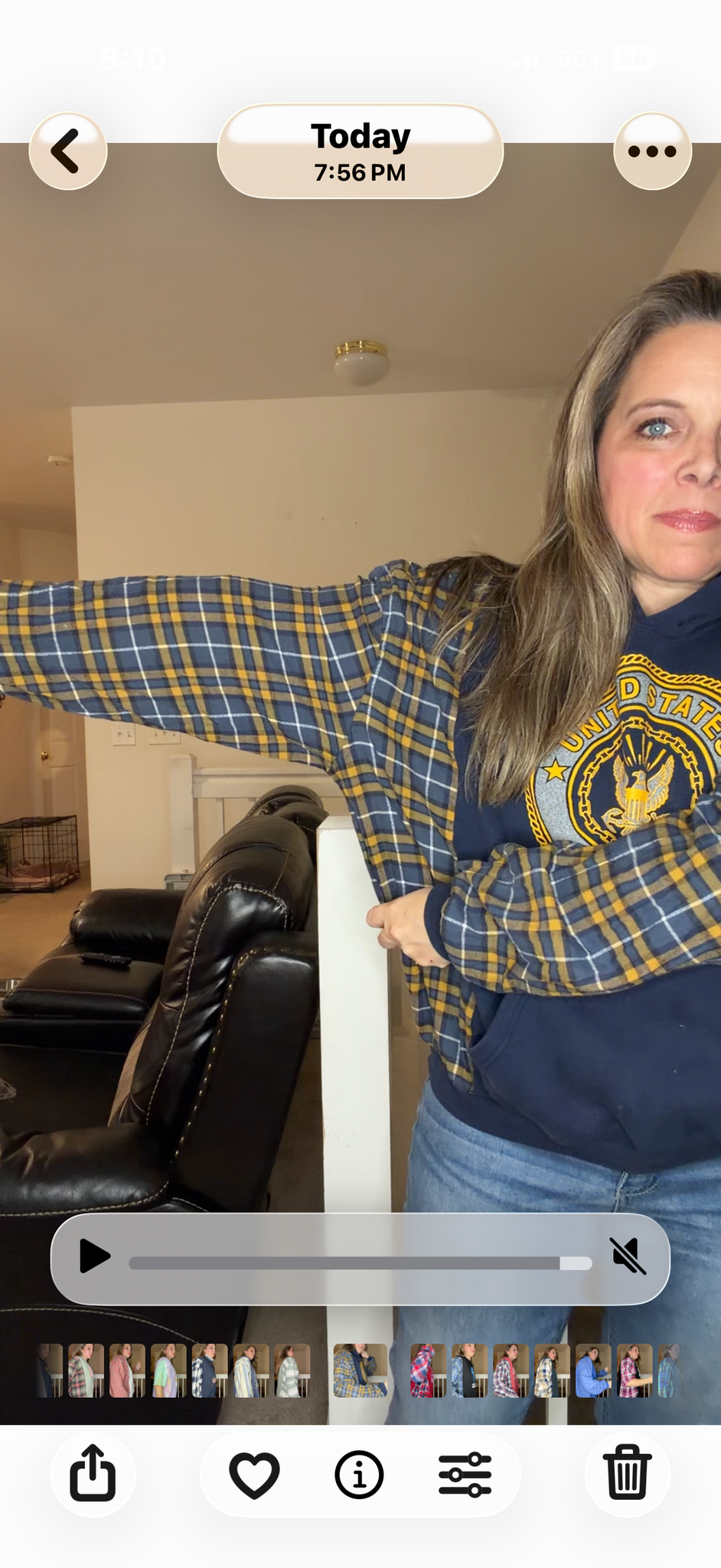 Upcycled Navy - women's medium midweight sweatshirt with flannel sleeves