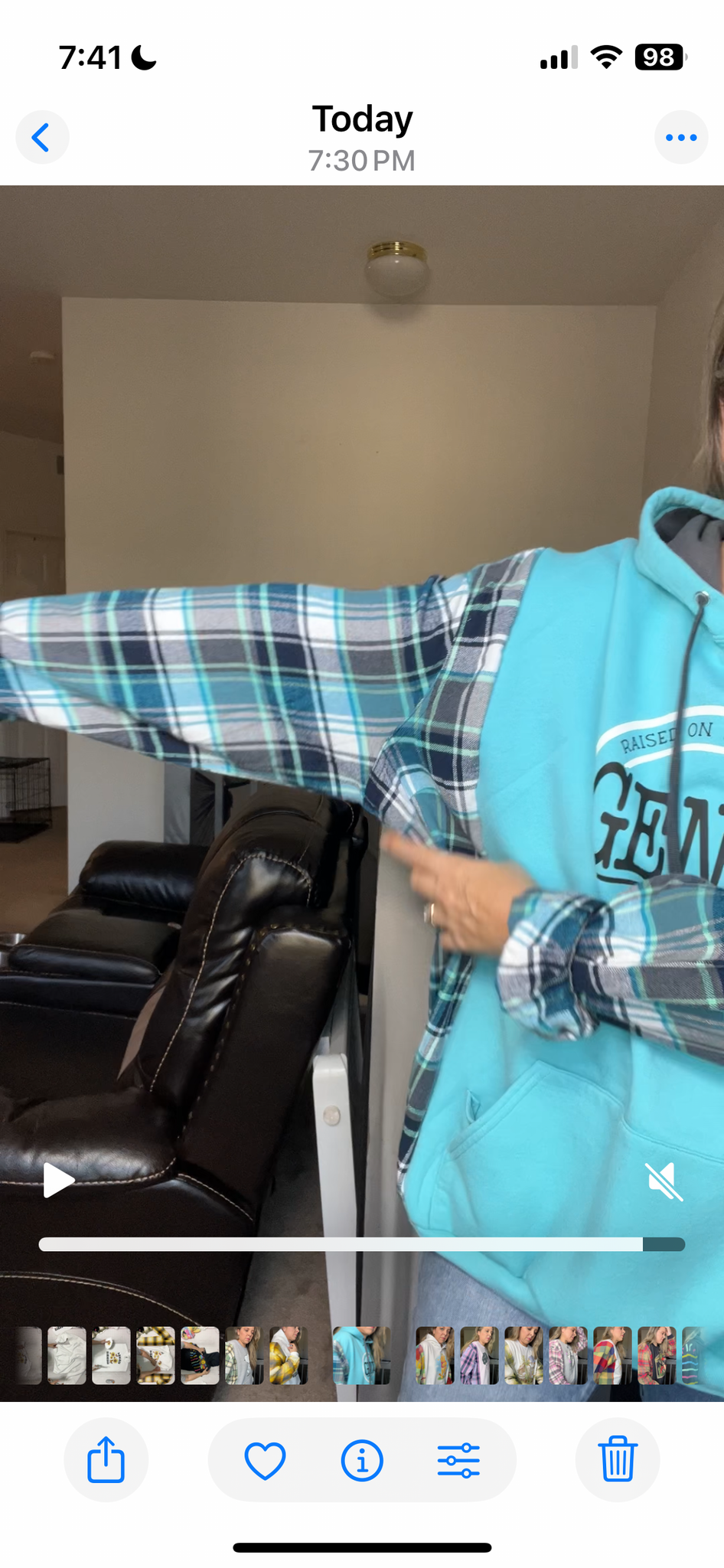 Upcycled Gen X aqua – women’s 4X midweight sweatshirt with flannel sleeves