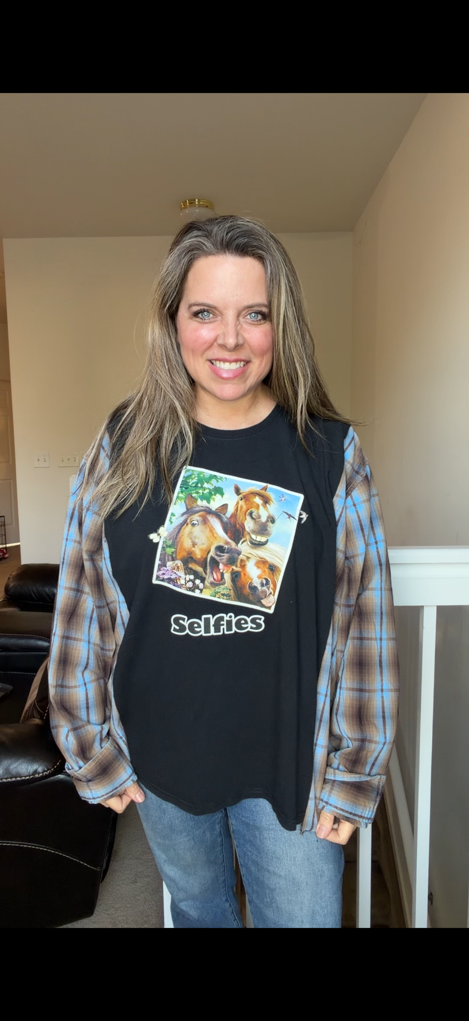 Upcycled Selfies - women's 1X/2X T-shirt with cotton sleeves