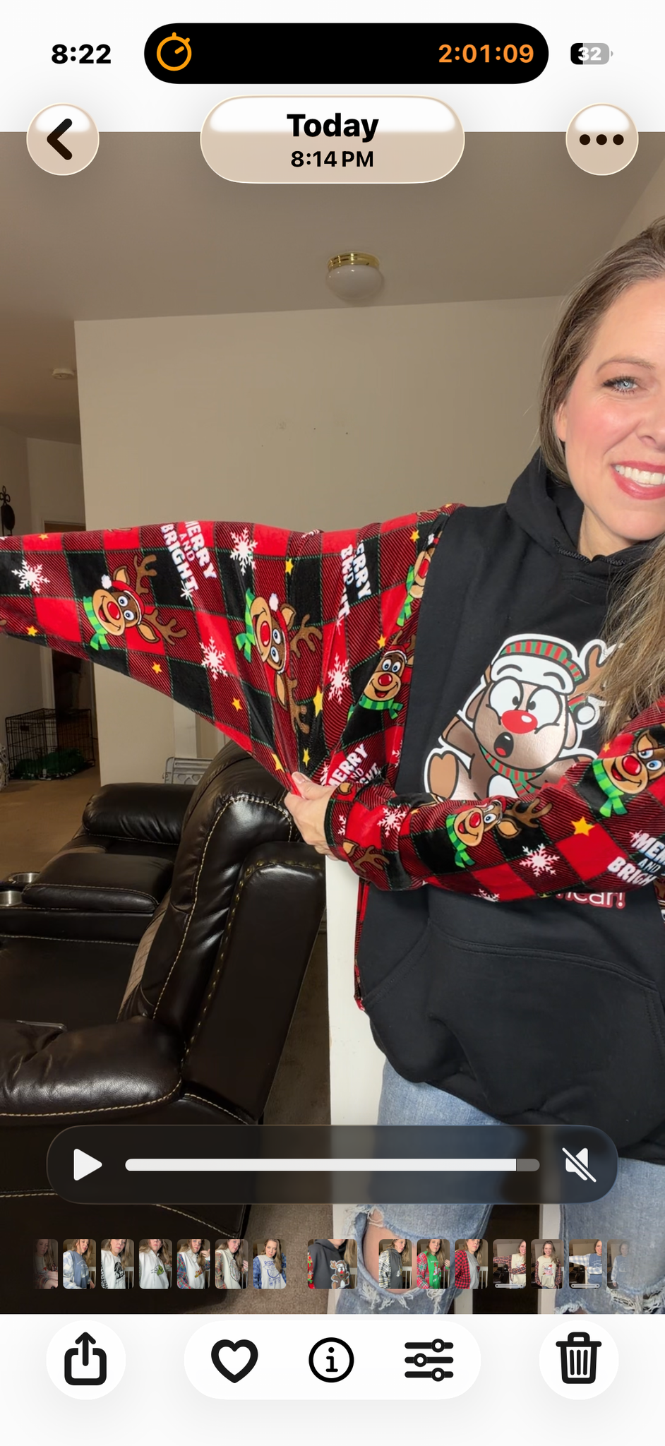 Upcycled Oh Deer - women's 3X midweight sweatshirt with stretchy sleeves