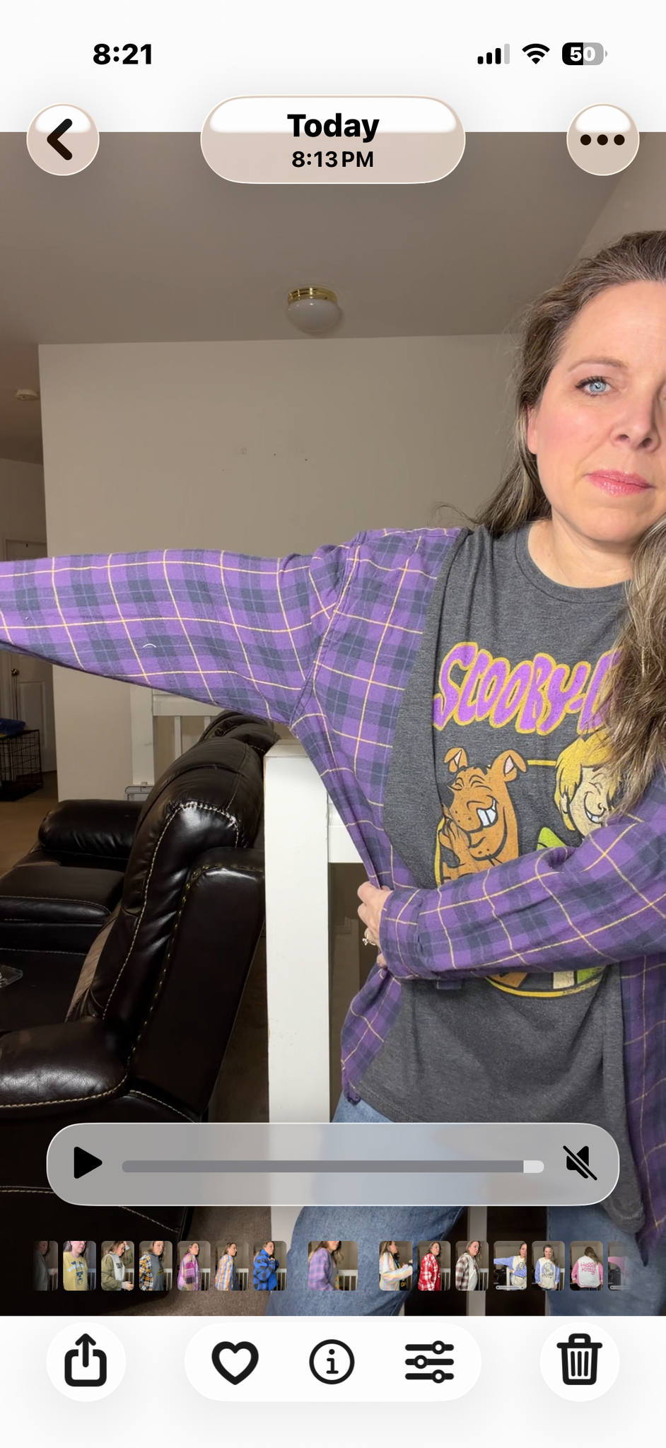 Upcycled Scooby - women's 1X/2X T-shirt with flannel sleeves