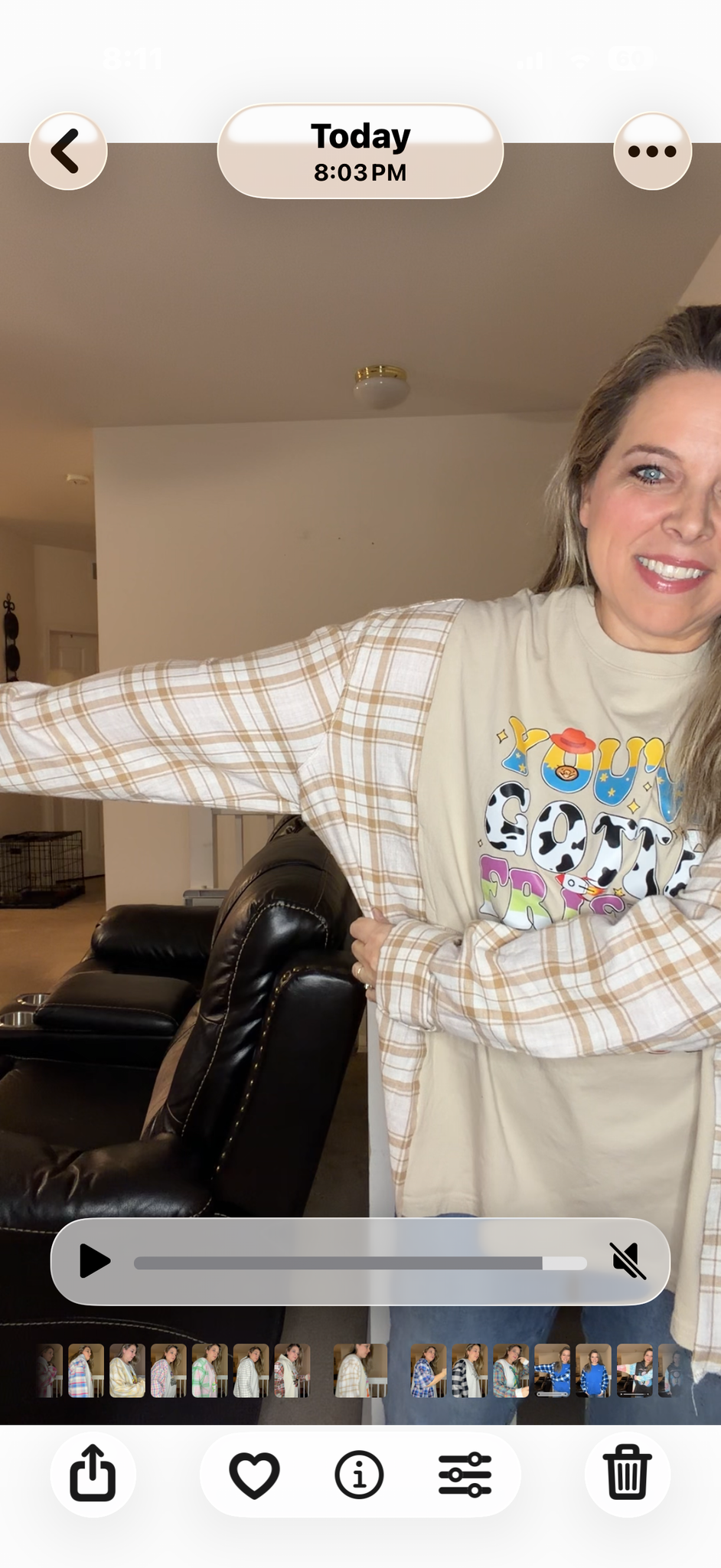 Upcycled Friend - women's XL T-shirt with flannel sleeves