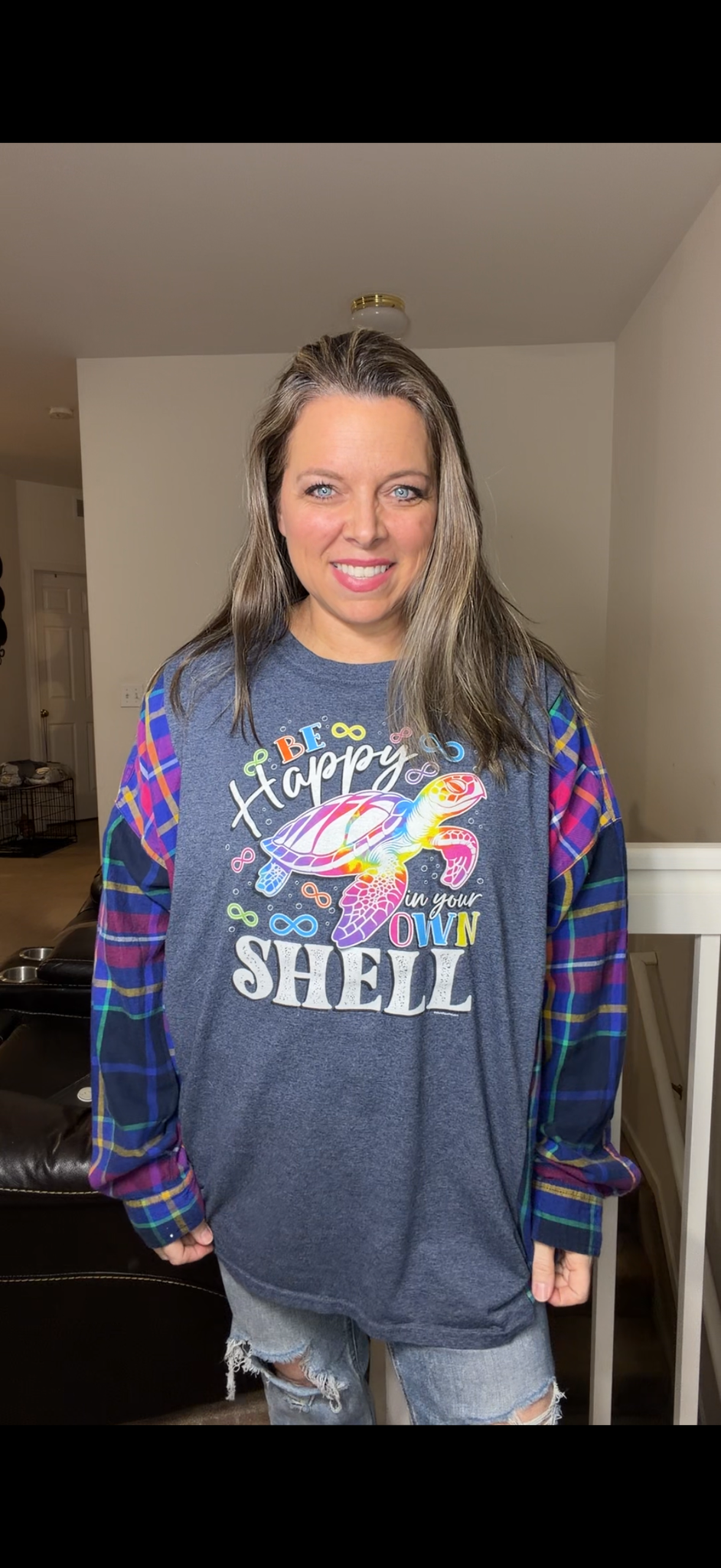 Upcycled Turtle – women's 2X T-shirt with cotton sleeves