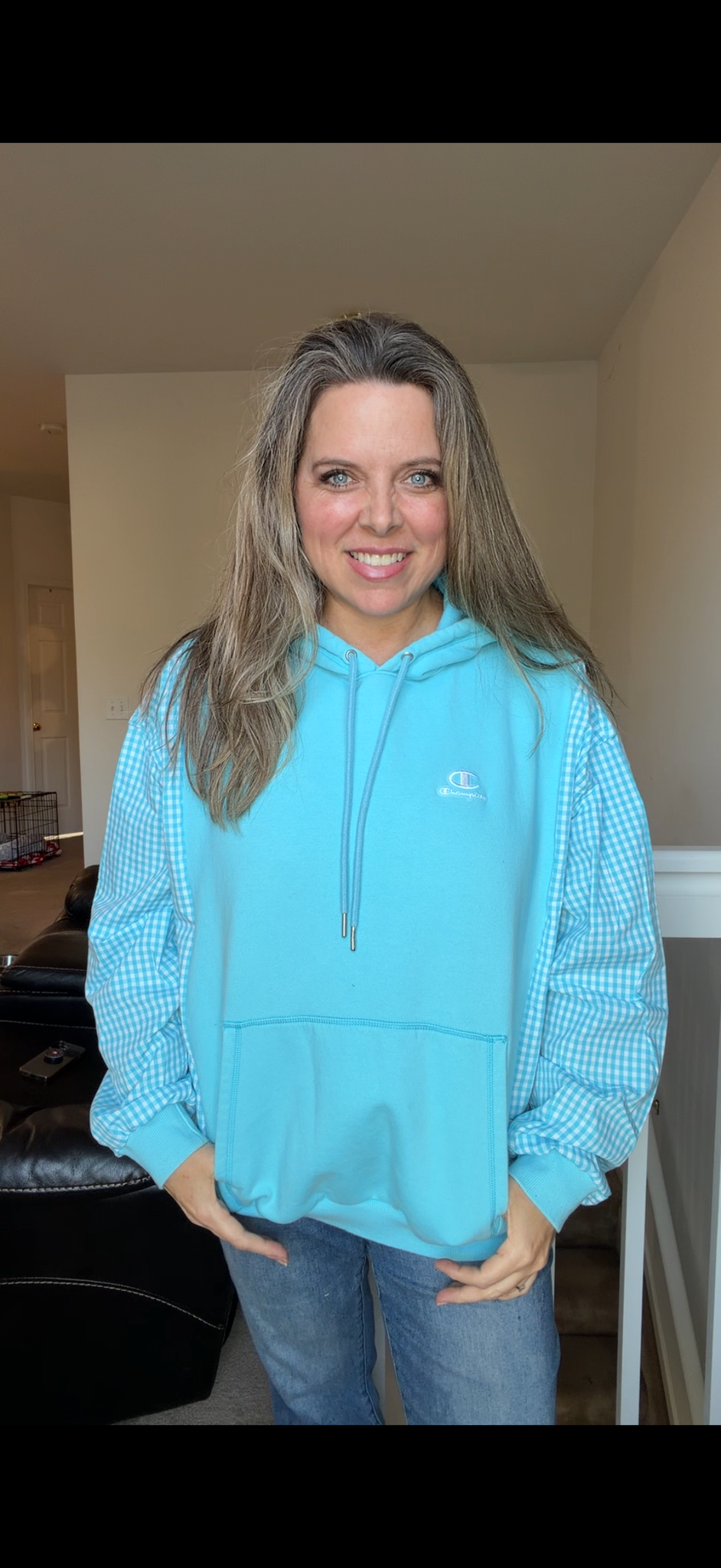 Upcycled Adidas Aqua - women's XL midweight sweatshirt with cotton sleeves