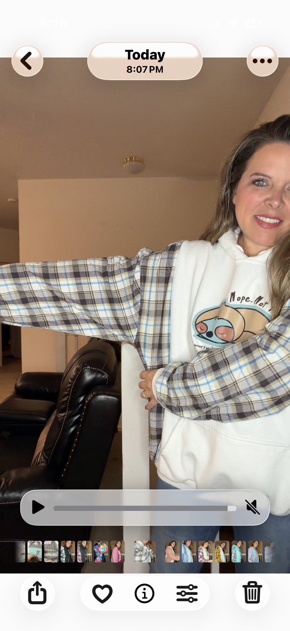 Upcycled Sloth - women's 2X midweight sweatshirt with flannel sleeves
