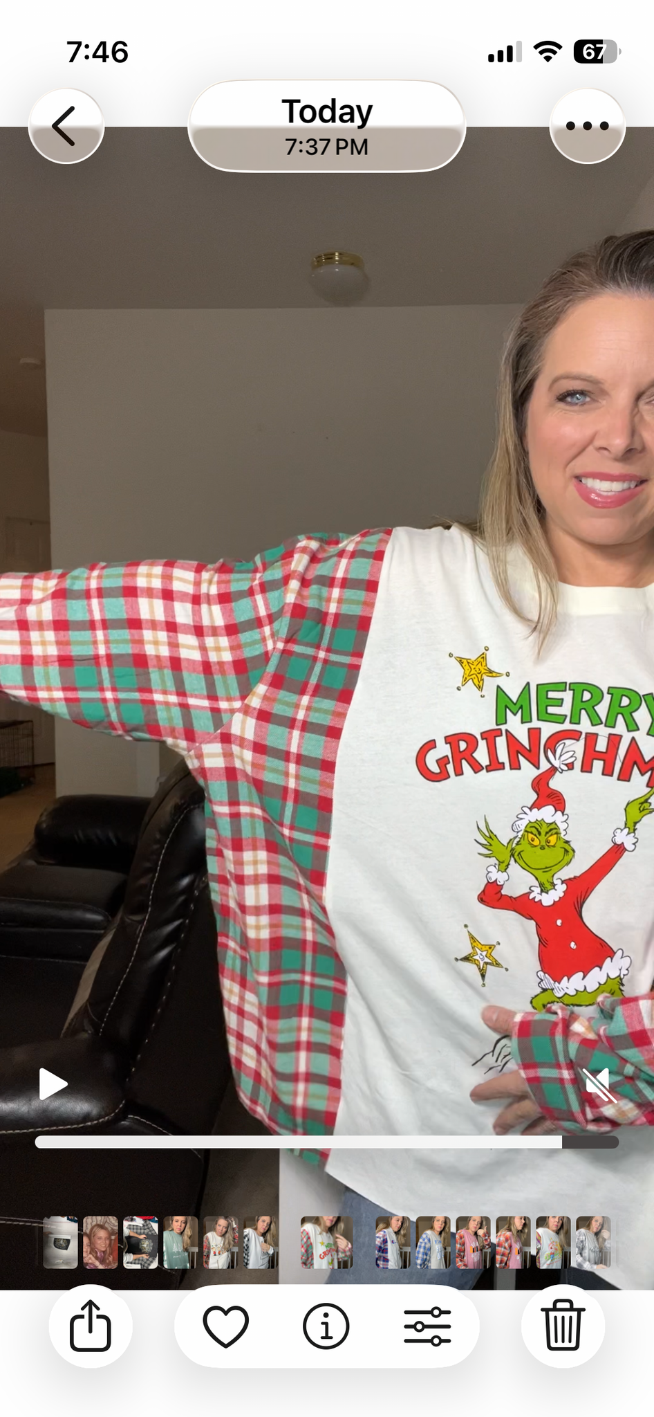 Upcycled Grinchmas - Women’s 5X thin T-shirt with thin flannel sleeves