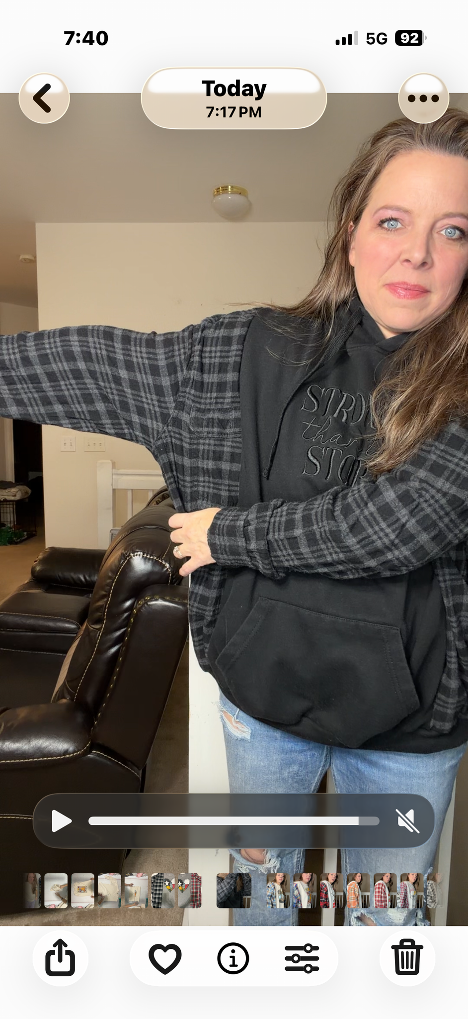 Upcycled Stronger – women's 2X midweight sweatshirt with flannel sleeves ￼
