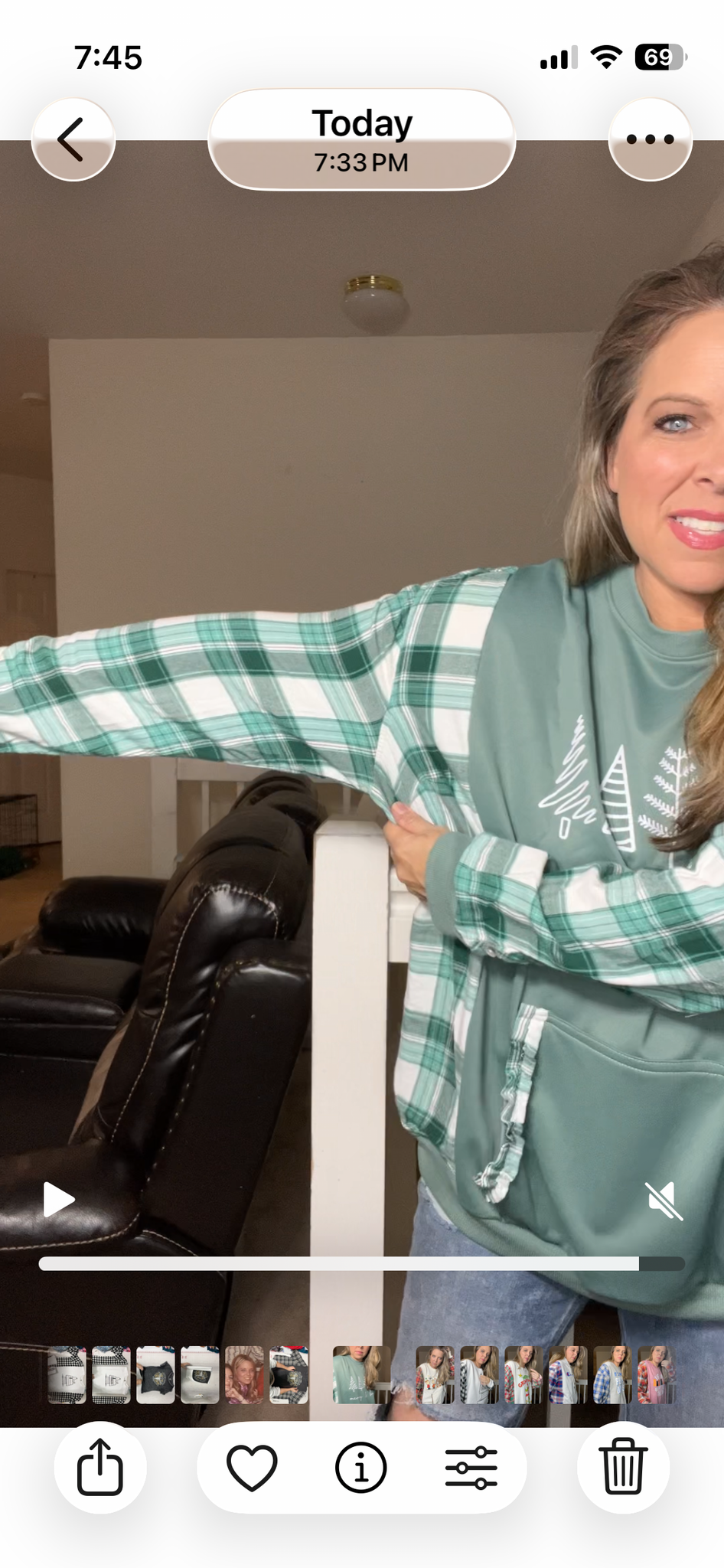 Upcycled Merry and bright – women’s 2X long French terry sweatshirt with flannel sleeves