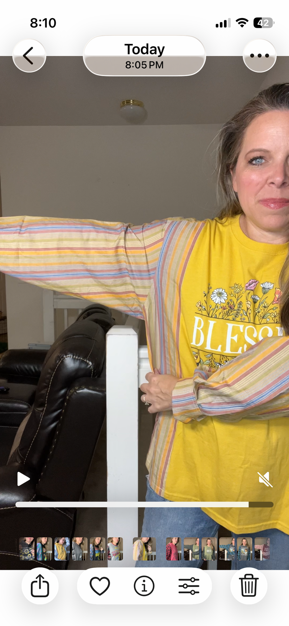 Upcycled Blessed – women’s medium T-shirt with cotton sleeves