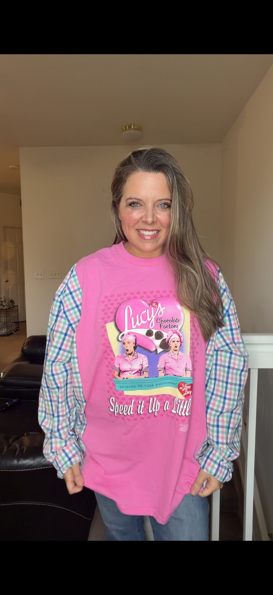 Upcycled Lucy - women's 3X T-shirt with cotton sleeves