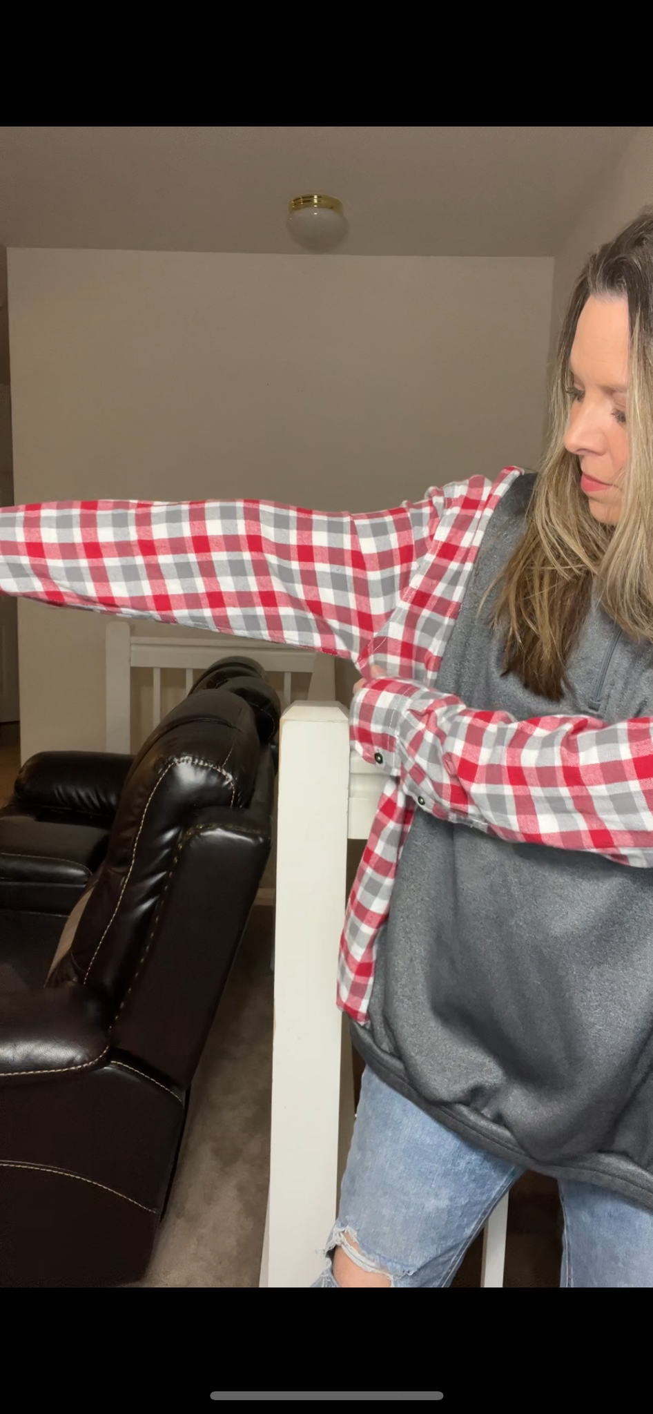 Upcycled Ohio State – women’s 3X – middleweight sweatshirt with flannel sleeves – sleeves more fitted