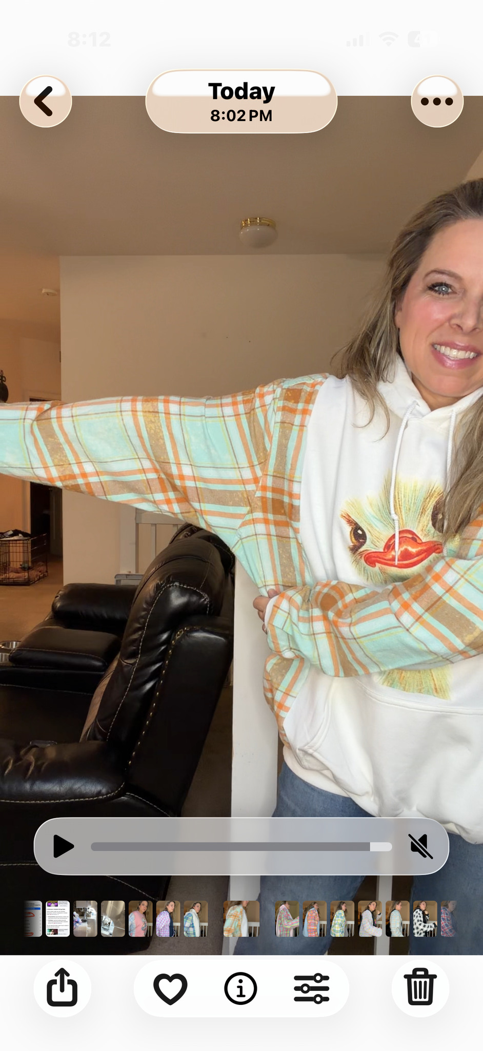 Upcycled Ostrich - women's 3X/4X midweight Sweatshirt with flannel sleeves