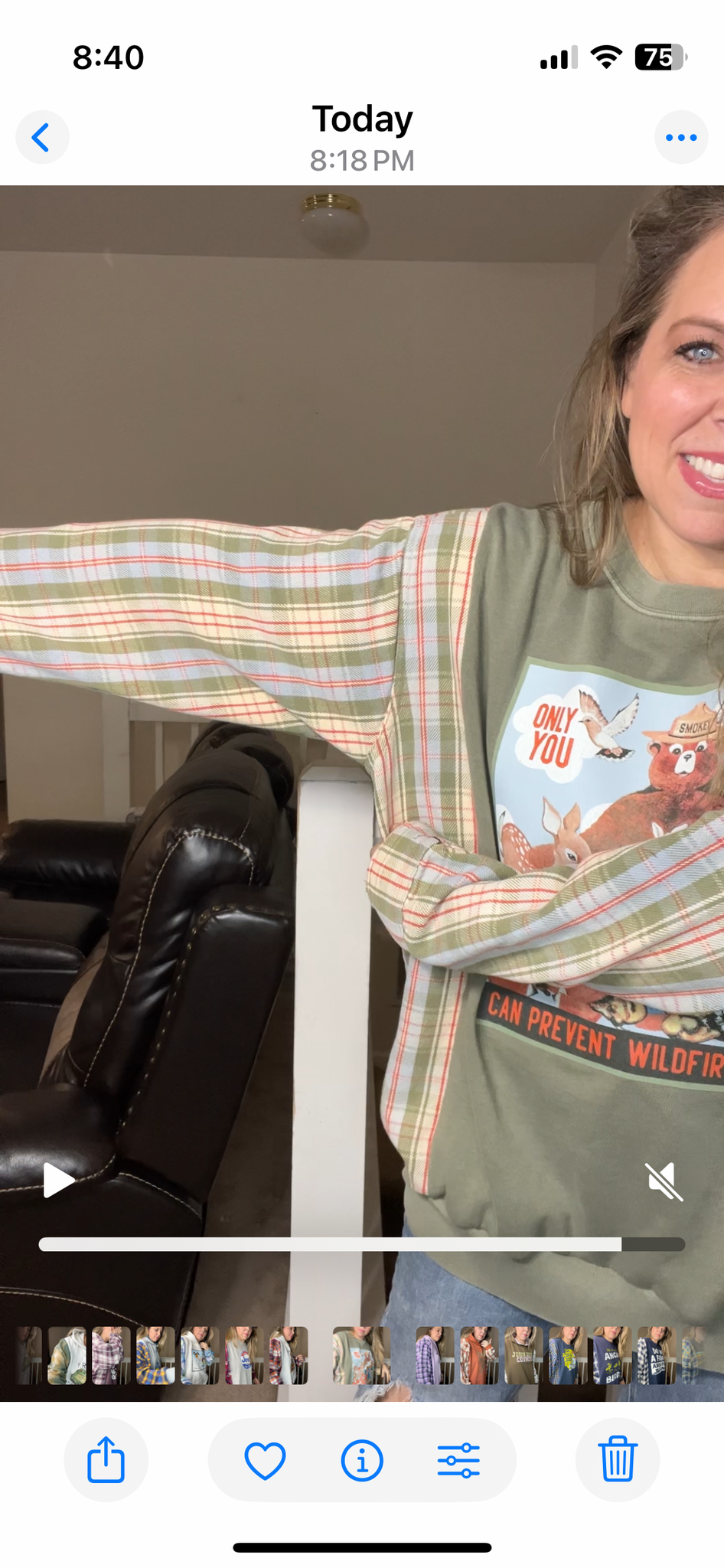 Upcycled Smoky – women’s 2X/3X midweight sweatshirt with flannel sleeves