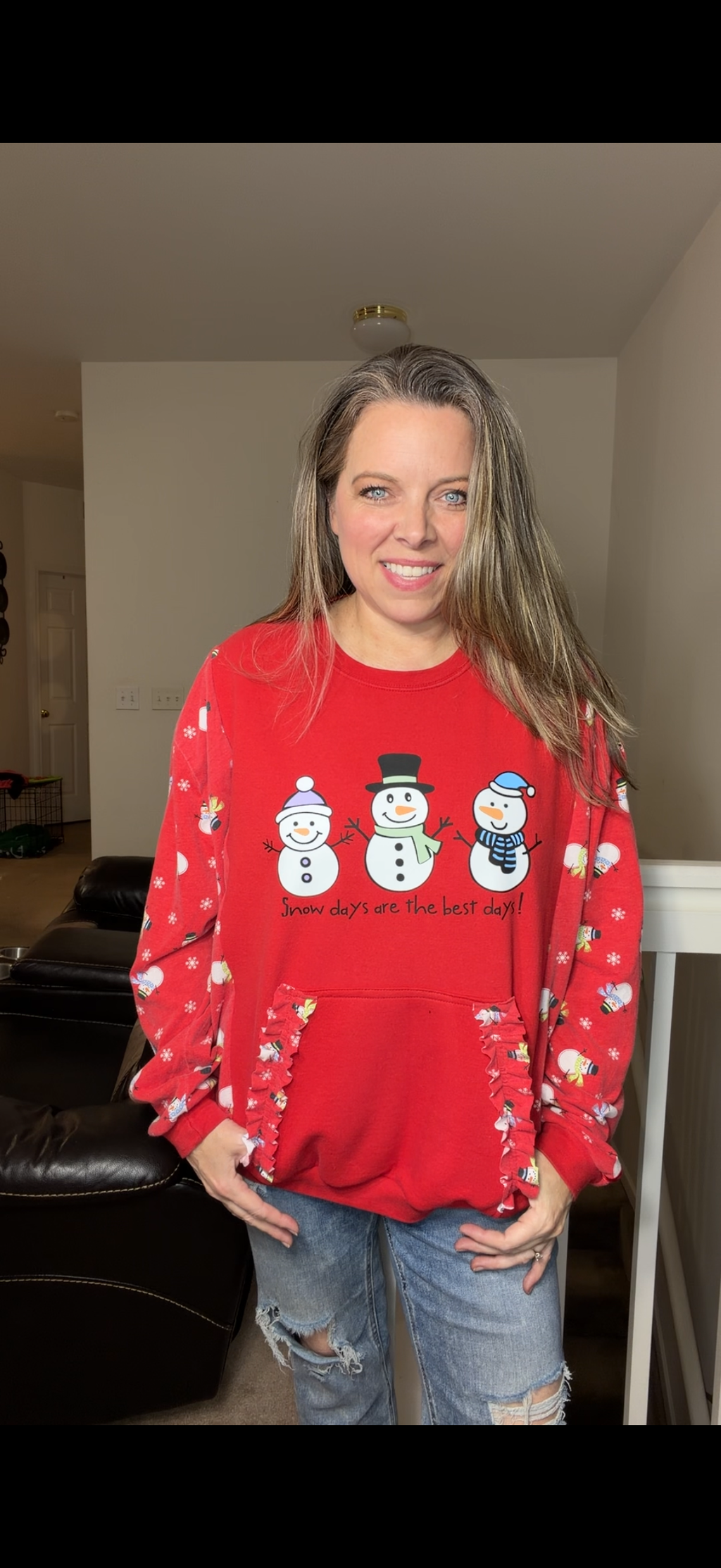 Upcycled snow days – women's one X/2X midweight sweatshirt with stretchy sleeves